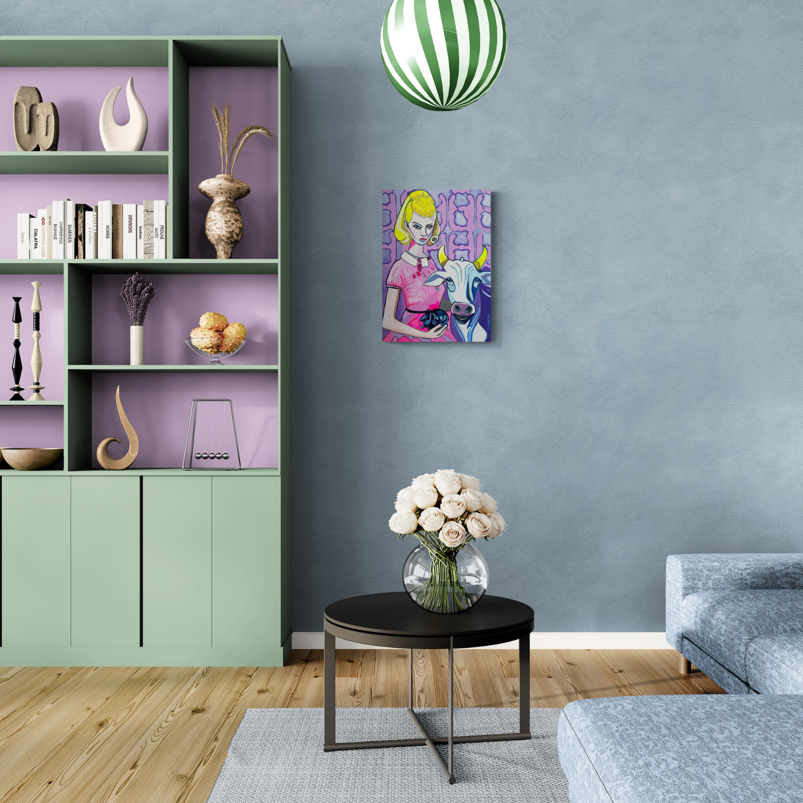 Barbie Doll, Ella & Louisa von Fredi Gertsch, Pop Art Wandbild im modernen Raum, 2023