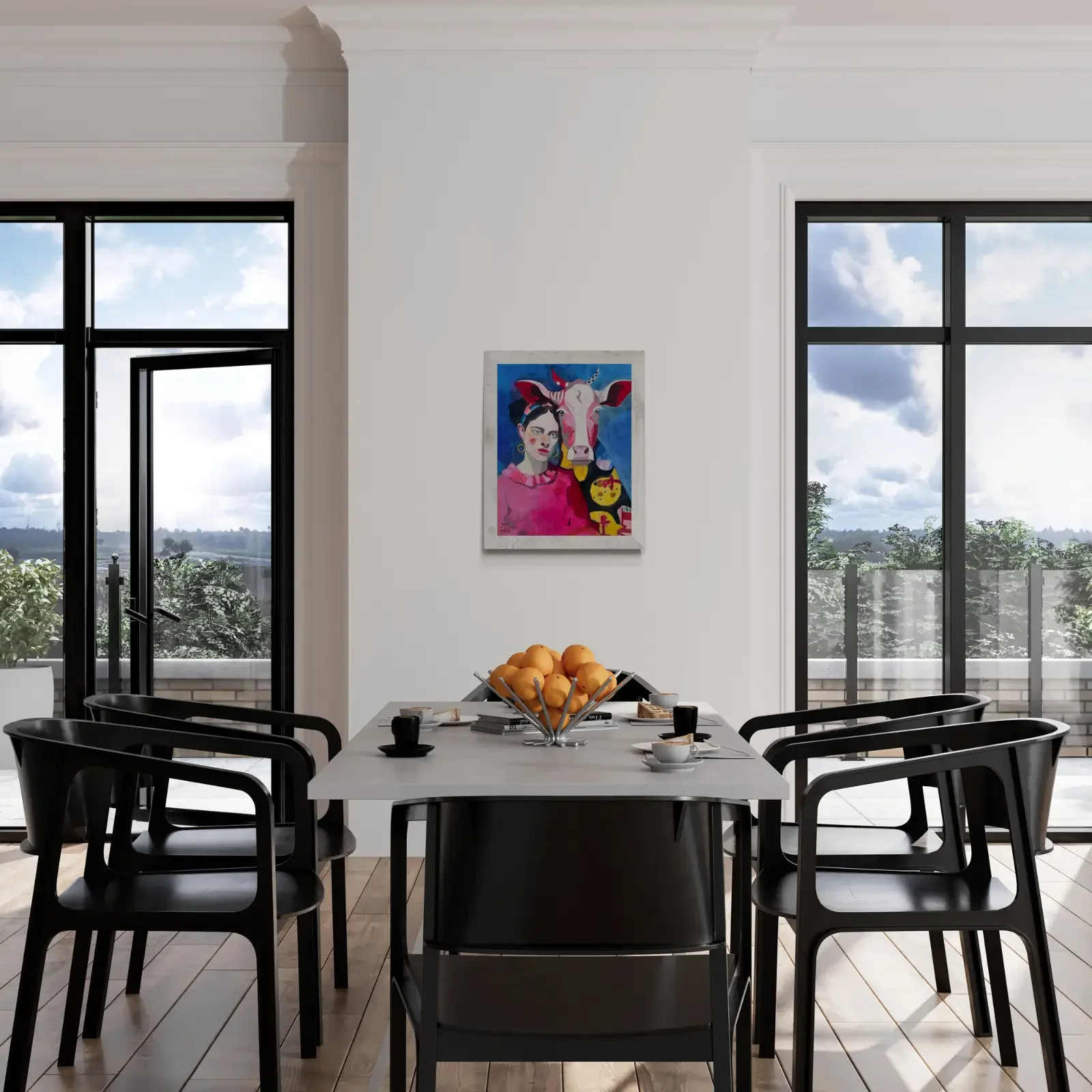 Pink Power von Fredi Gertsch, Pop Art Acrylgemälde als Wandbild im modernen Esszimmer, 2023