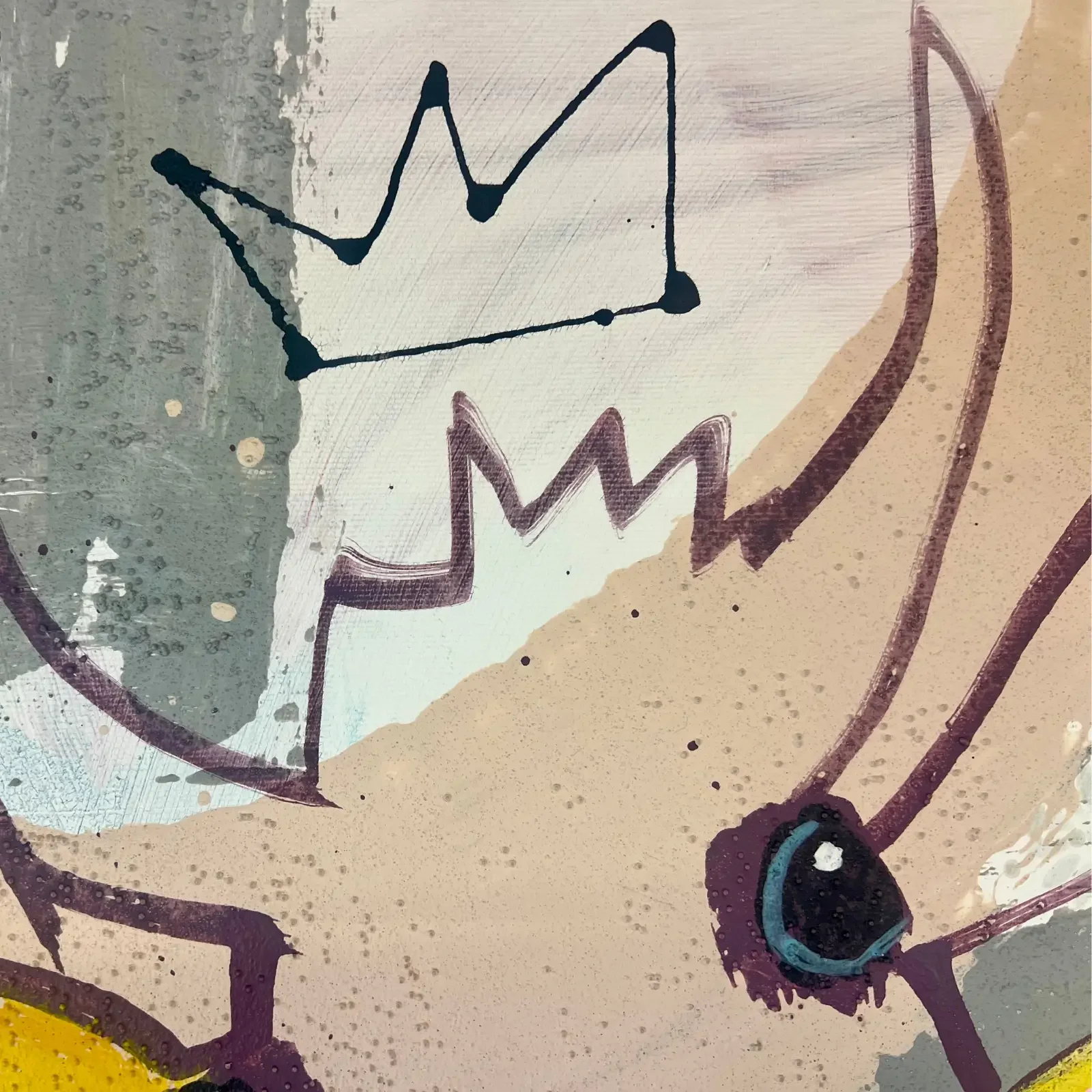 Detail Krone auf Kuhkopf, Pop Art Acrylgemälde, Fredi Gertsch, 2024