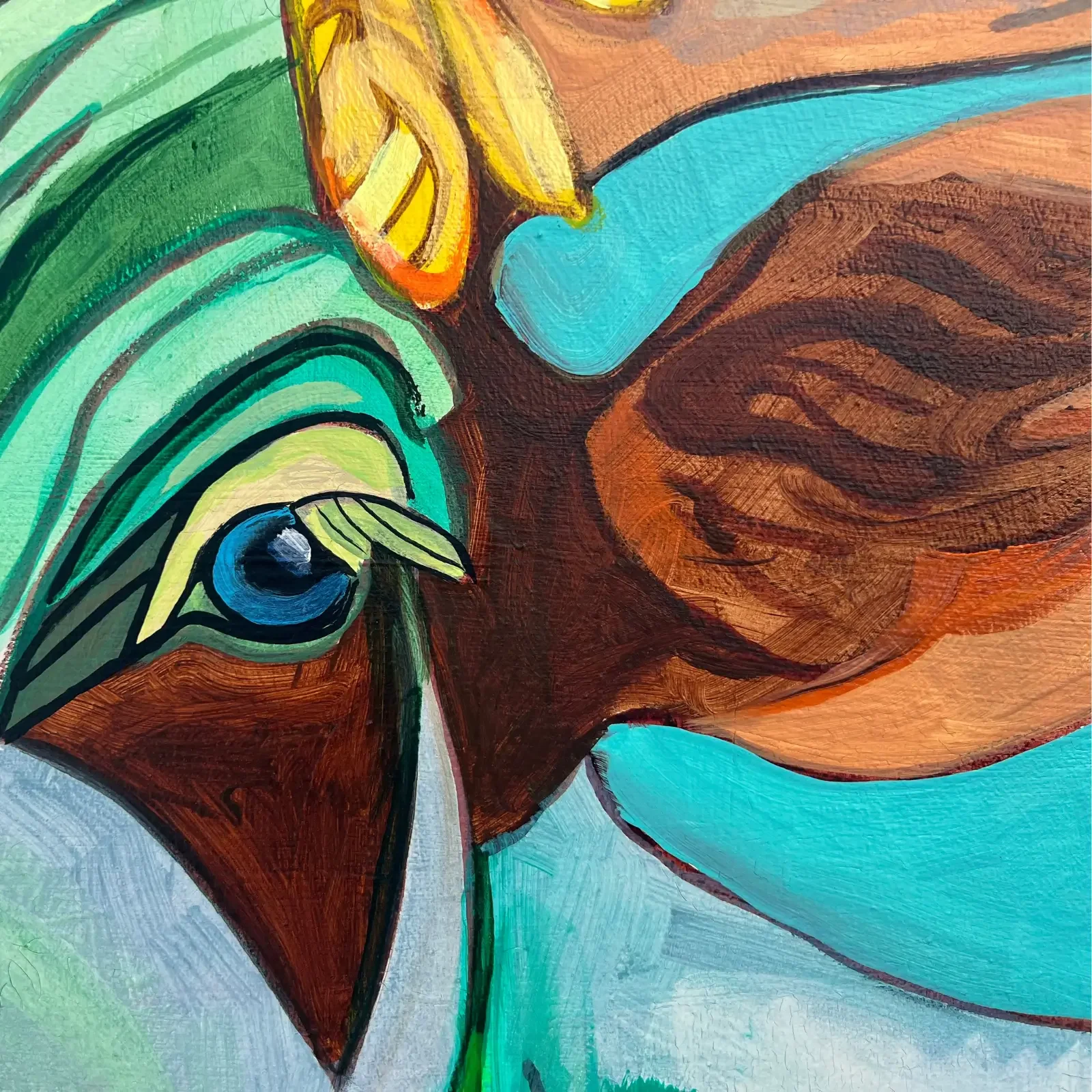 Detail Kuhauge und Farbakzente, Pop Art Acrylgemälde Serena, Fredi Gertsch, 2023