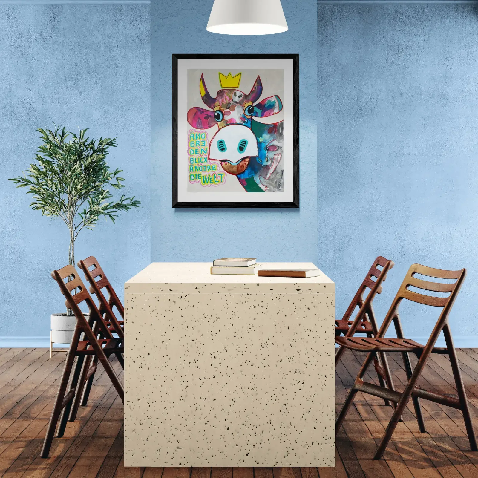 VogelLisi – Ändere den Blick, ändere die Welt von Fredi Gertsch, Pop Art Wandbild im Esszimmer, Schweizer Kunst, 2026