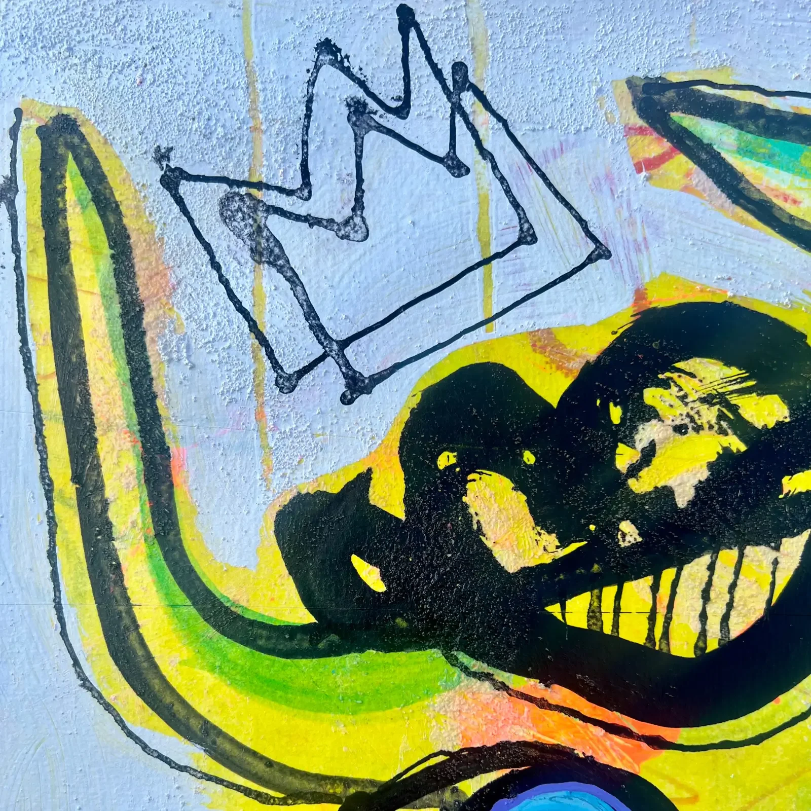 Detail Krone auf Kuhhorn, Pop Art Acrylgemälde Baby Love Balloon von Fredi Gertsch, 2026