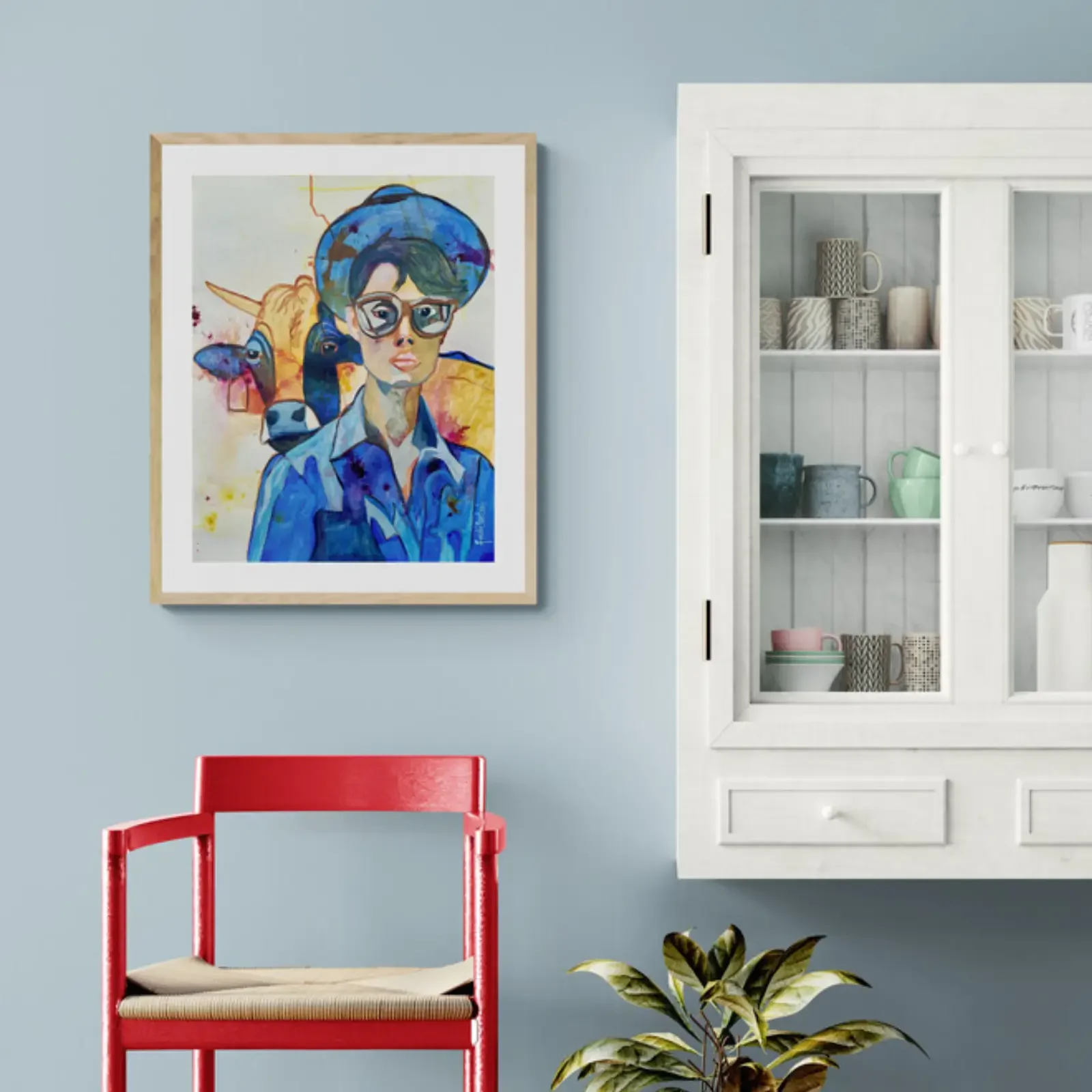 Power Women, Pop Art Acrylgemälde von Fredi Gertsch, Wandbild in heller Küche, Schweizer Kunst, 2024