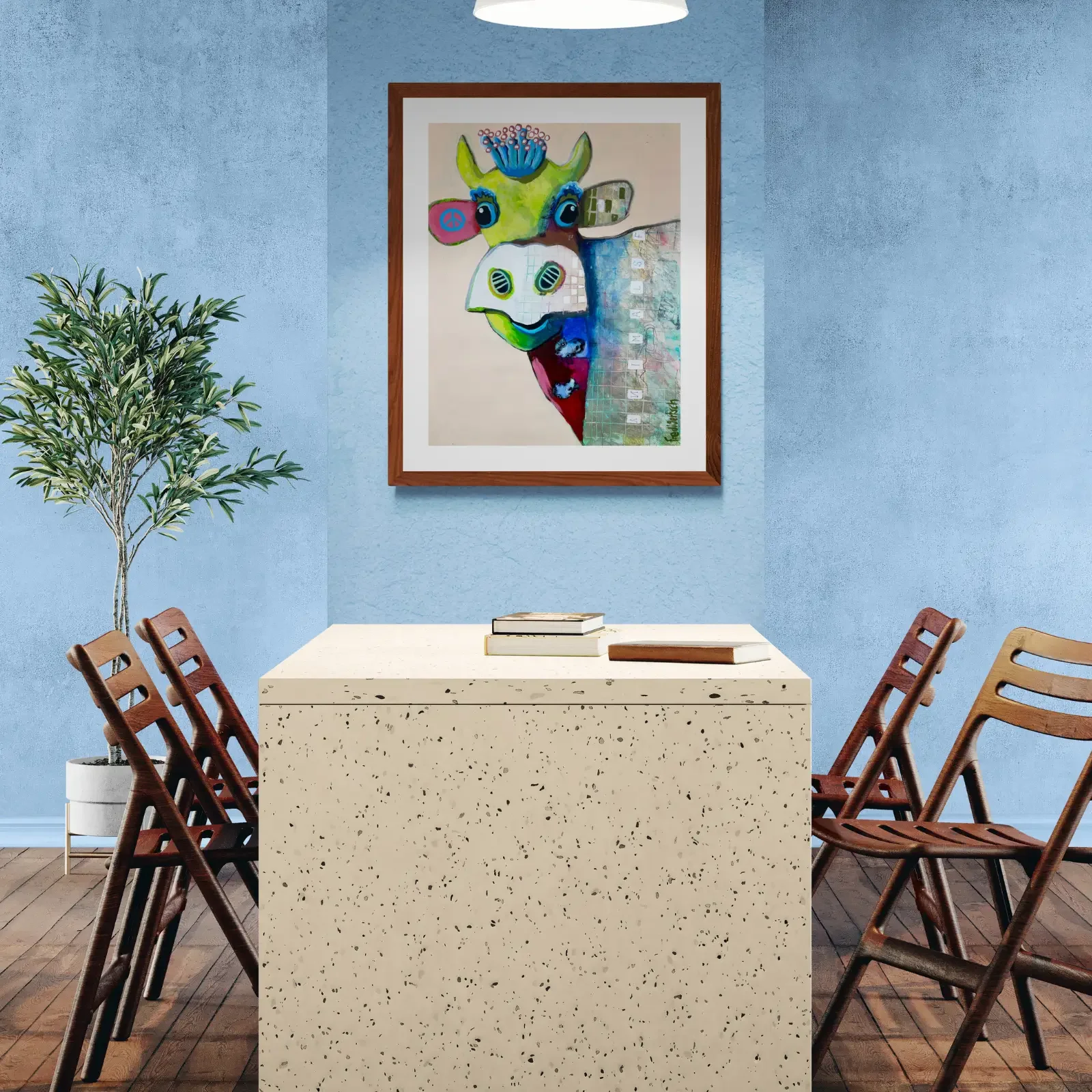 VogelLisi – Green Peace, Pop Art Acrylgemälde von Fredi Gertsch, Wandbild im Esszimmer, Schweizer Kunst, 2026