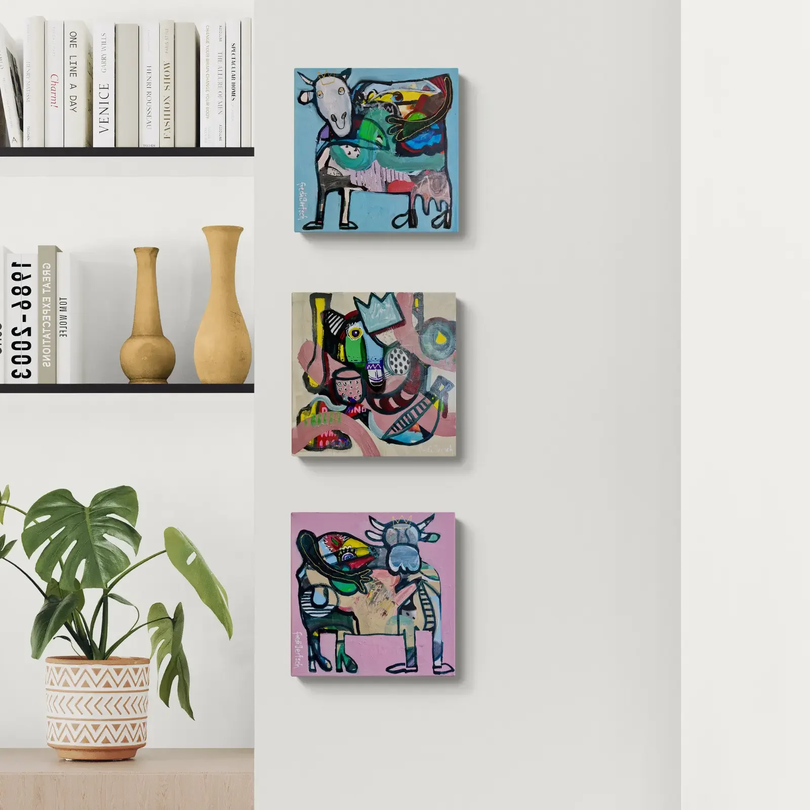 Crown & Circles von Fredi Gertsch, Pop Art Mini-Gemälde als Teil einer Bilderwand, 2026