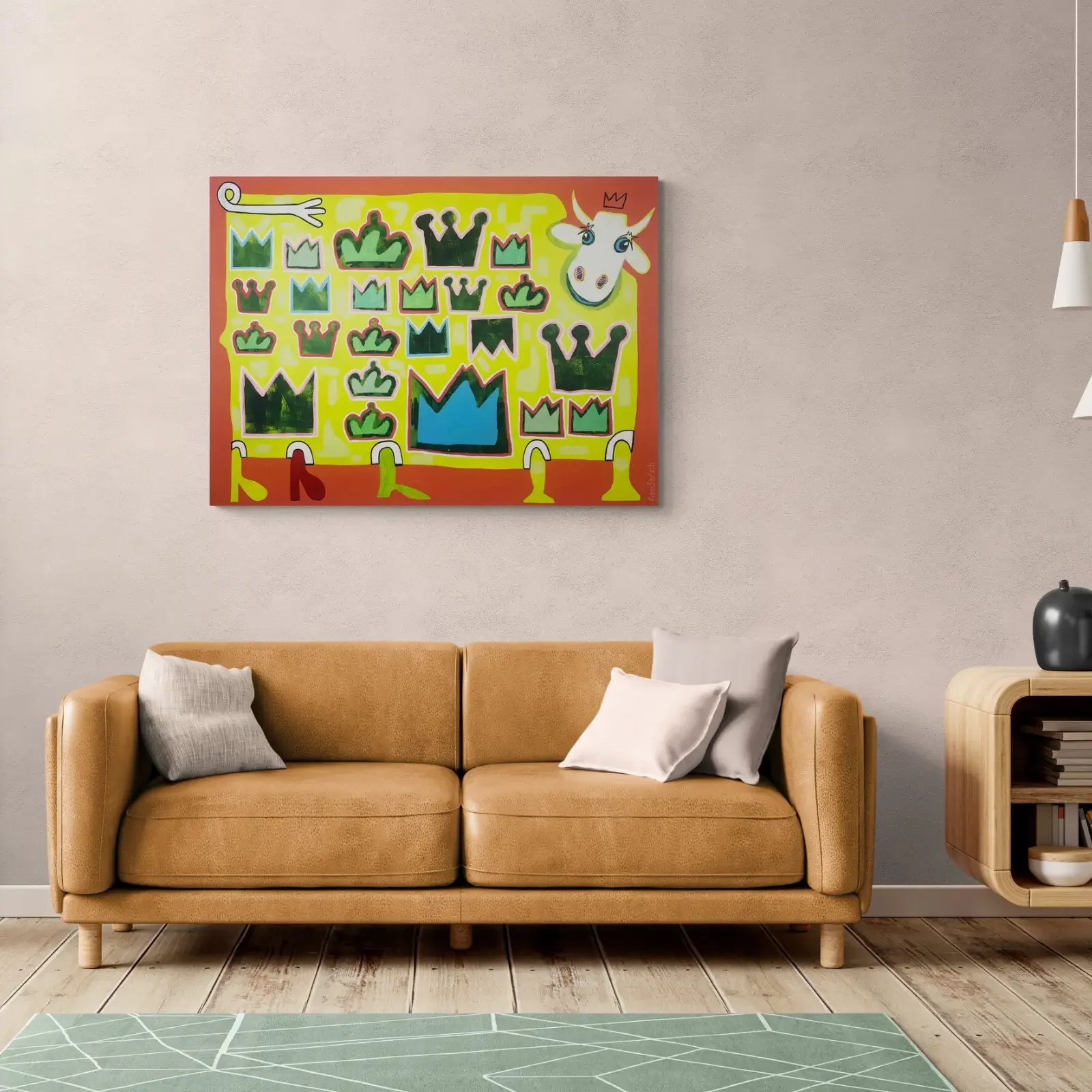 Queens Wardrobe von Fredi Gertsch, Pop Art Acrylgemälde als Wandbild im modernen Wohnzimmer, 2021