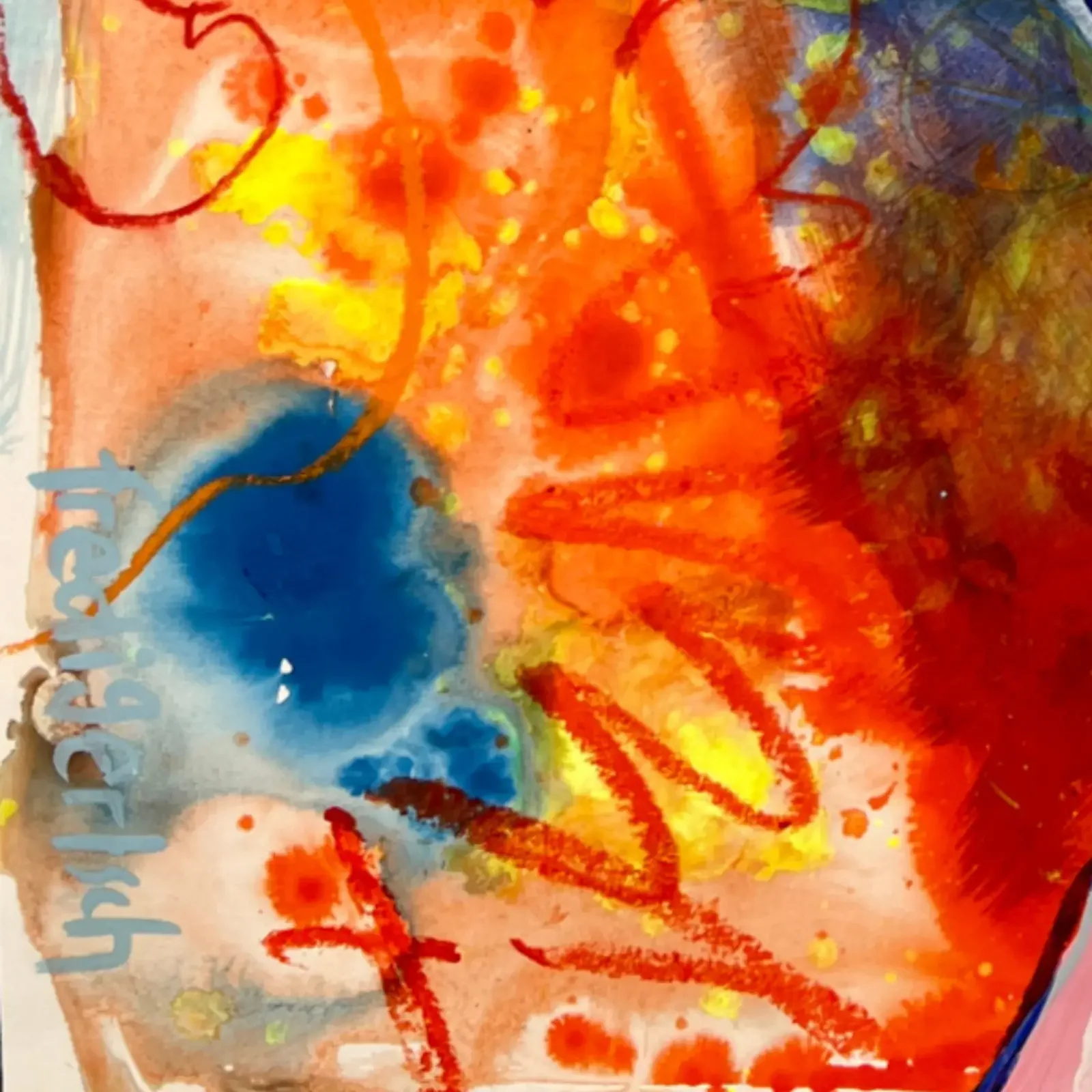 Detail leuchtende Farbflächen und Signatur, Pop Art Acrylgemälde VogelLisi – No Limits, Fredi Gertsch, 2026