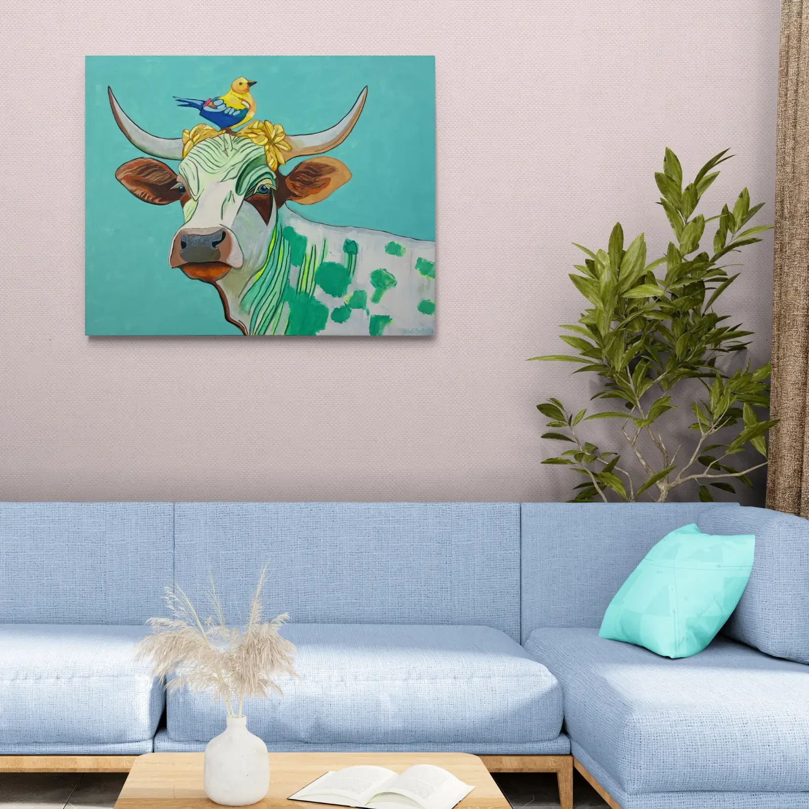 Serena, Pop Art Acrylgemälde von Fredi Gertsch, Wandbild im skandinavischen Wohnstil, Schweizer Kunst, 2023