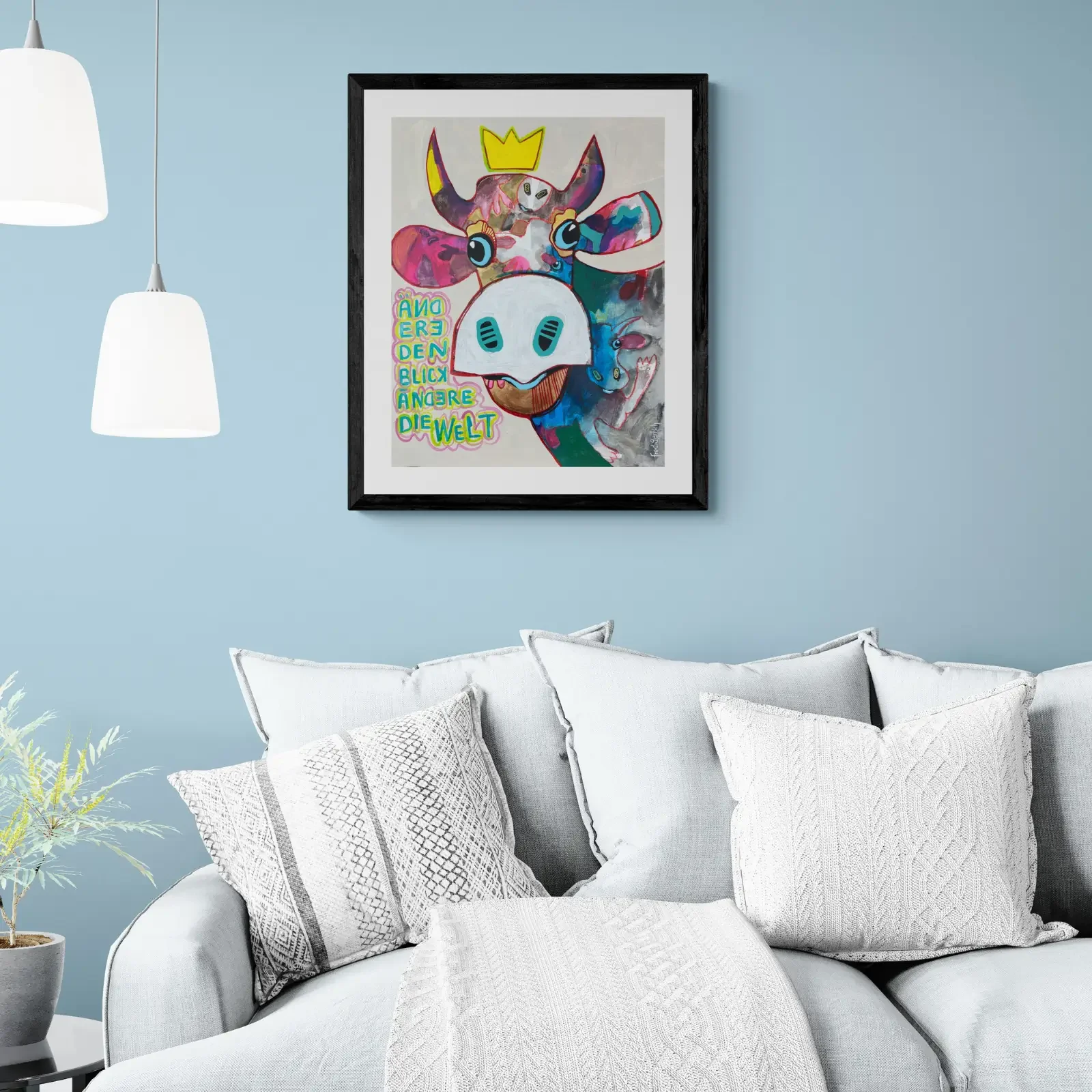 VogelLisi – Ändere den Blick, ändere die Welt von Fredi Gertsch, gerahmtes Pop Art Bild im Wohnzimmer, 2026