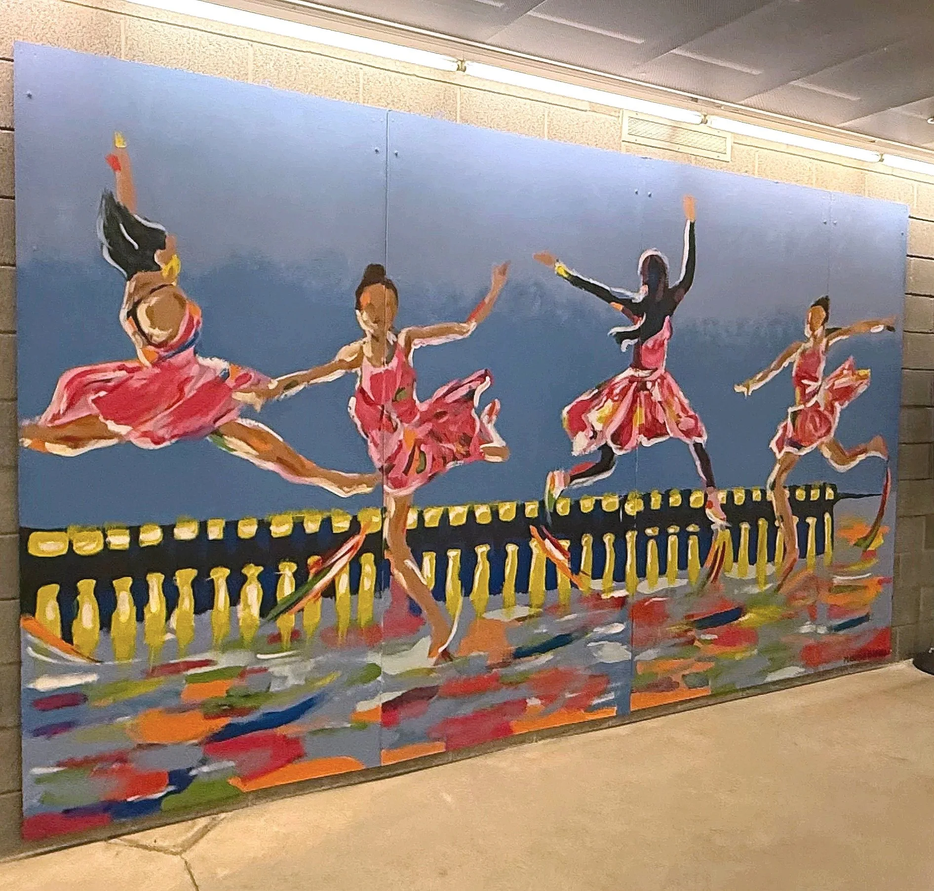 Ballerina Mural, Acrylic, 8 x 10 ft, Montgomery College Campus, Silver Spring, MD