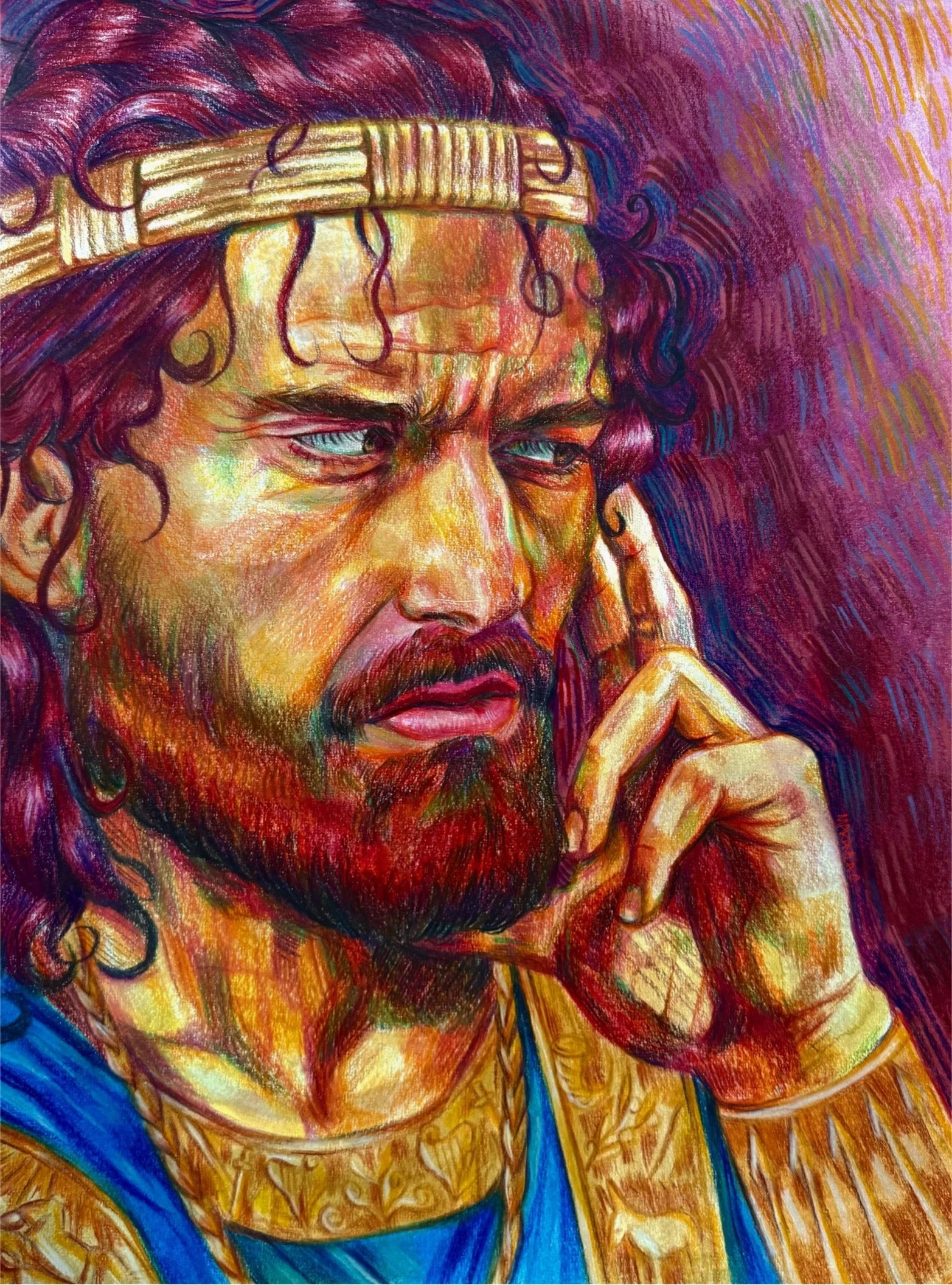 King Saul, Colored Pencil, 11 x 14 in