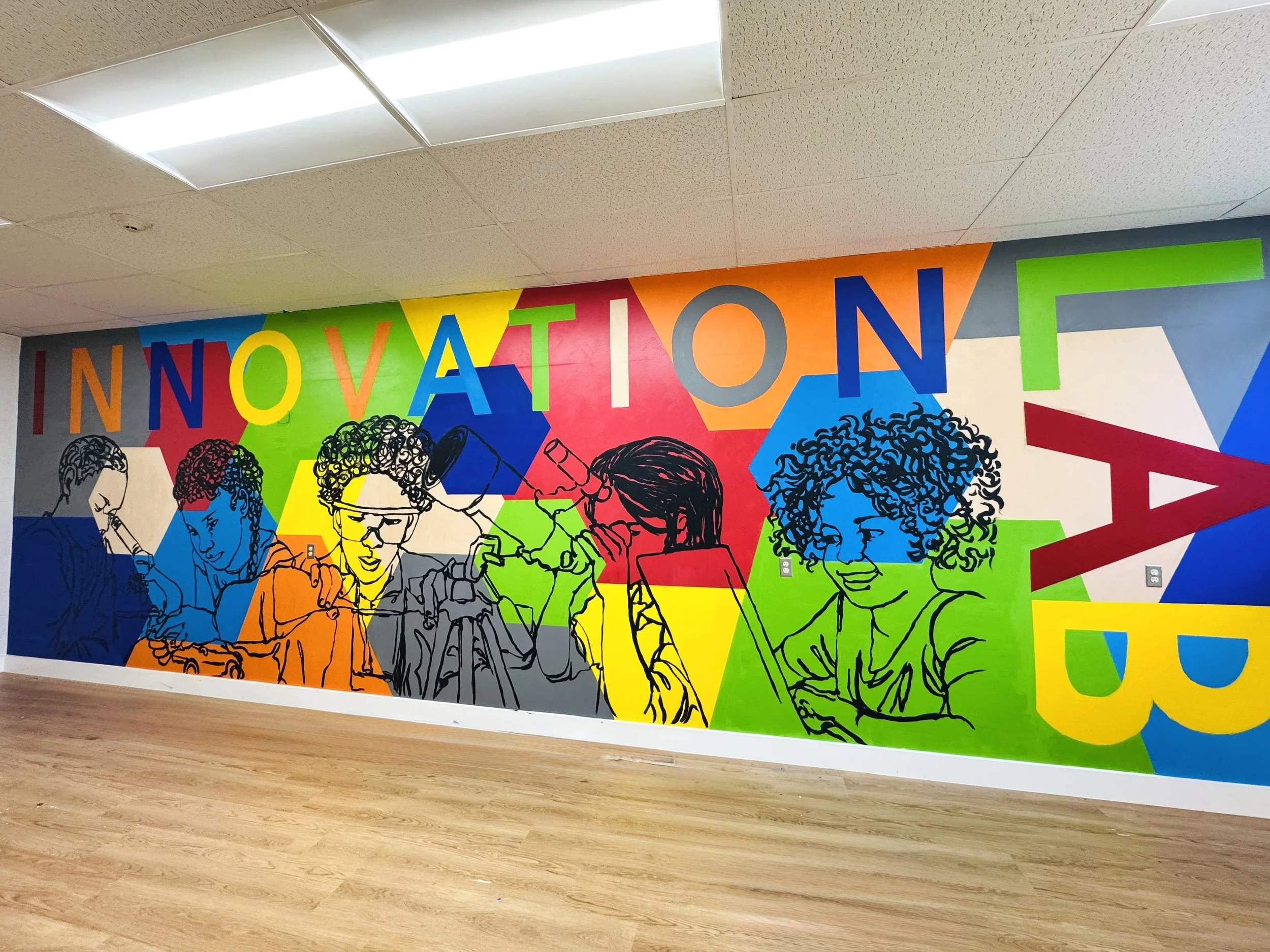 Innovation Lab Mural, Acrylic, 10 x 30 ft
Vienna Adventist Academy, Vienna, VA