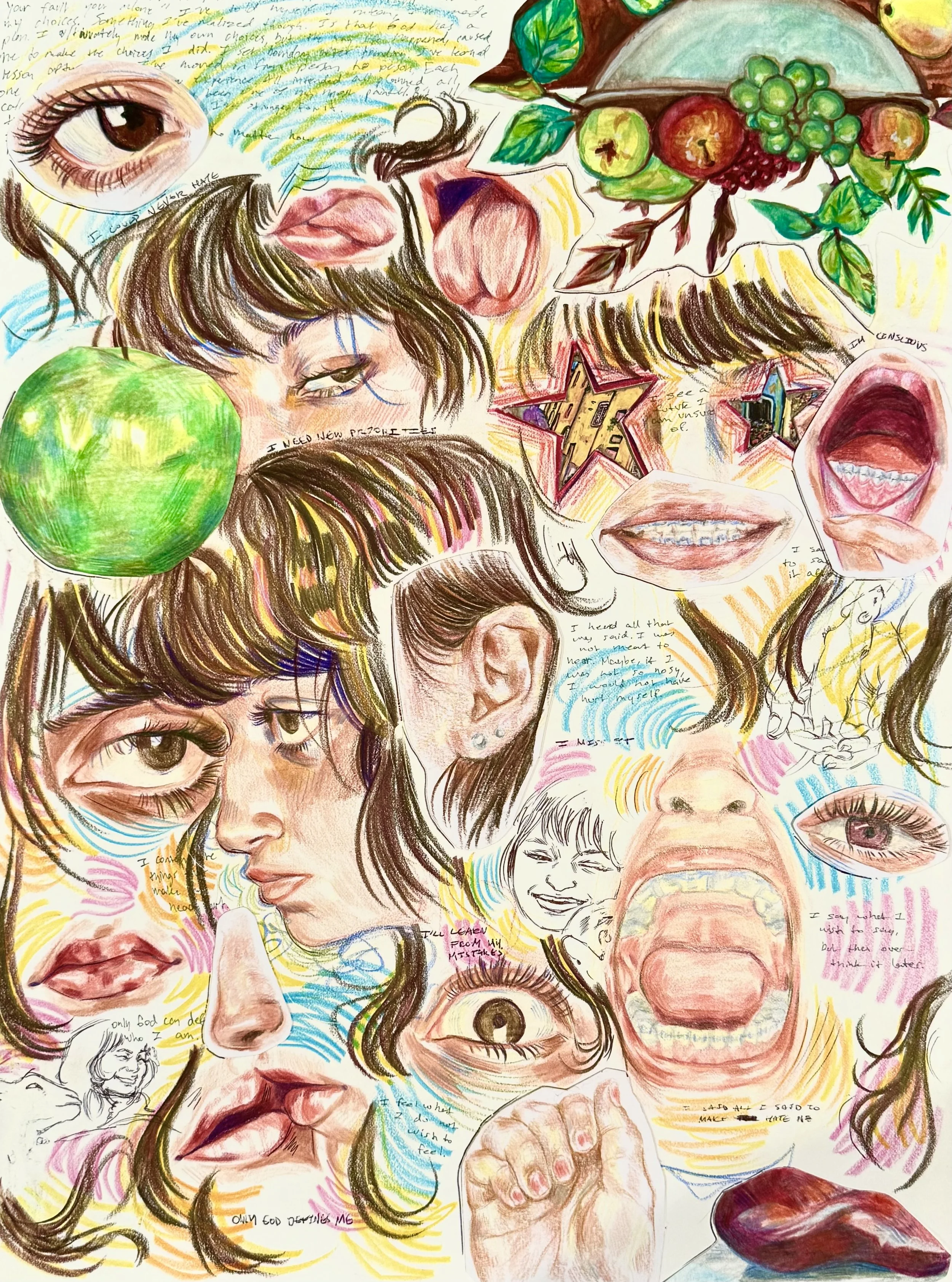 Identity Collage, Colored Pencil, 10 x 15 in