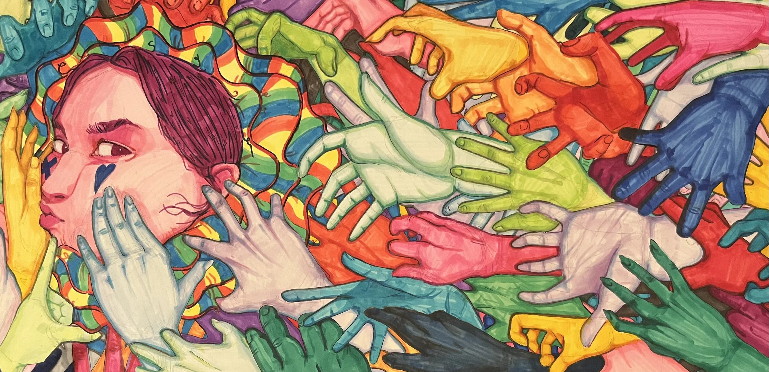 Pressure, Alcohol Marker, 14 x 28 in