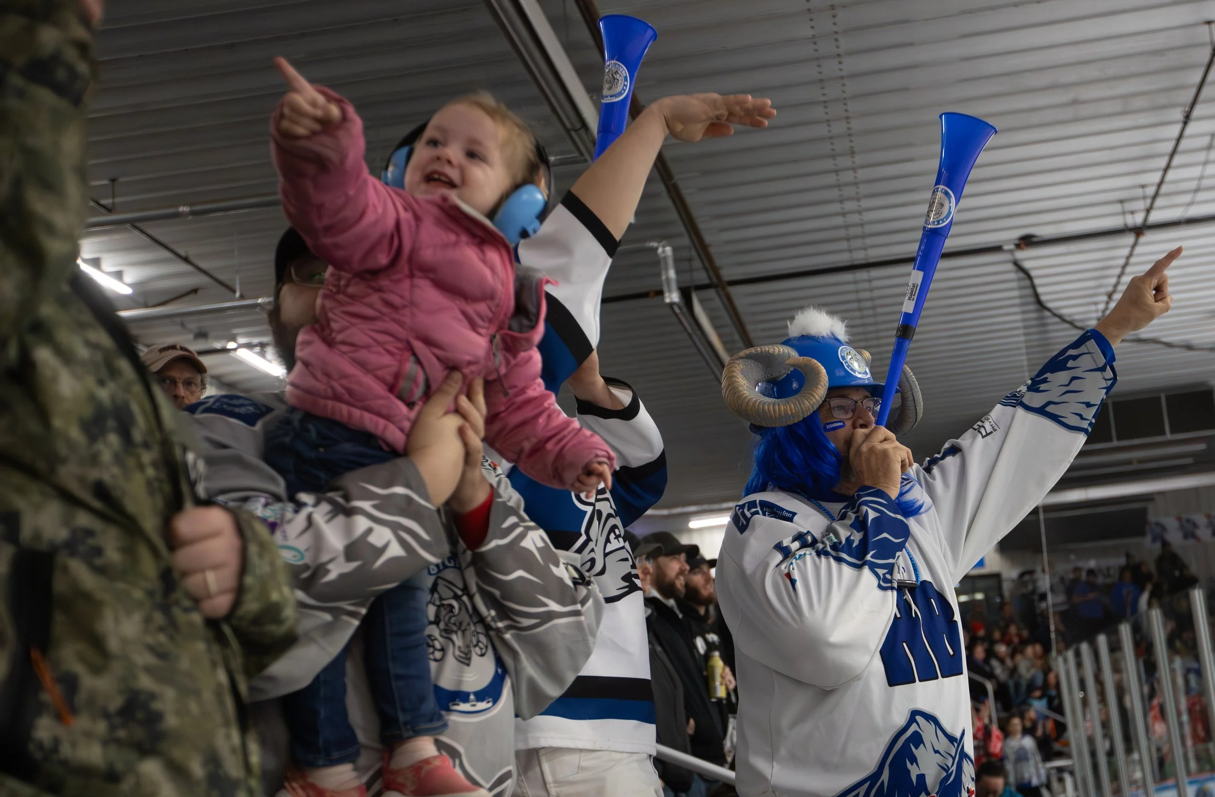 Helena Bighorns fans celebrate a goal Jan. 3, 2026 at Steed Arena.
