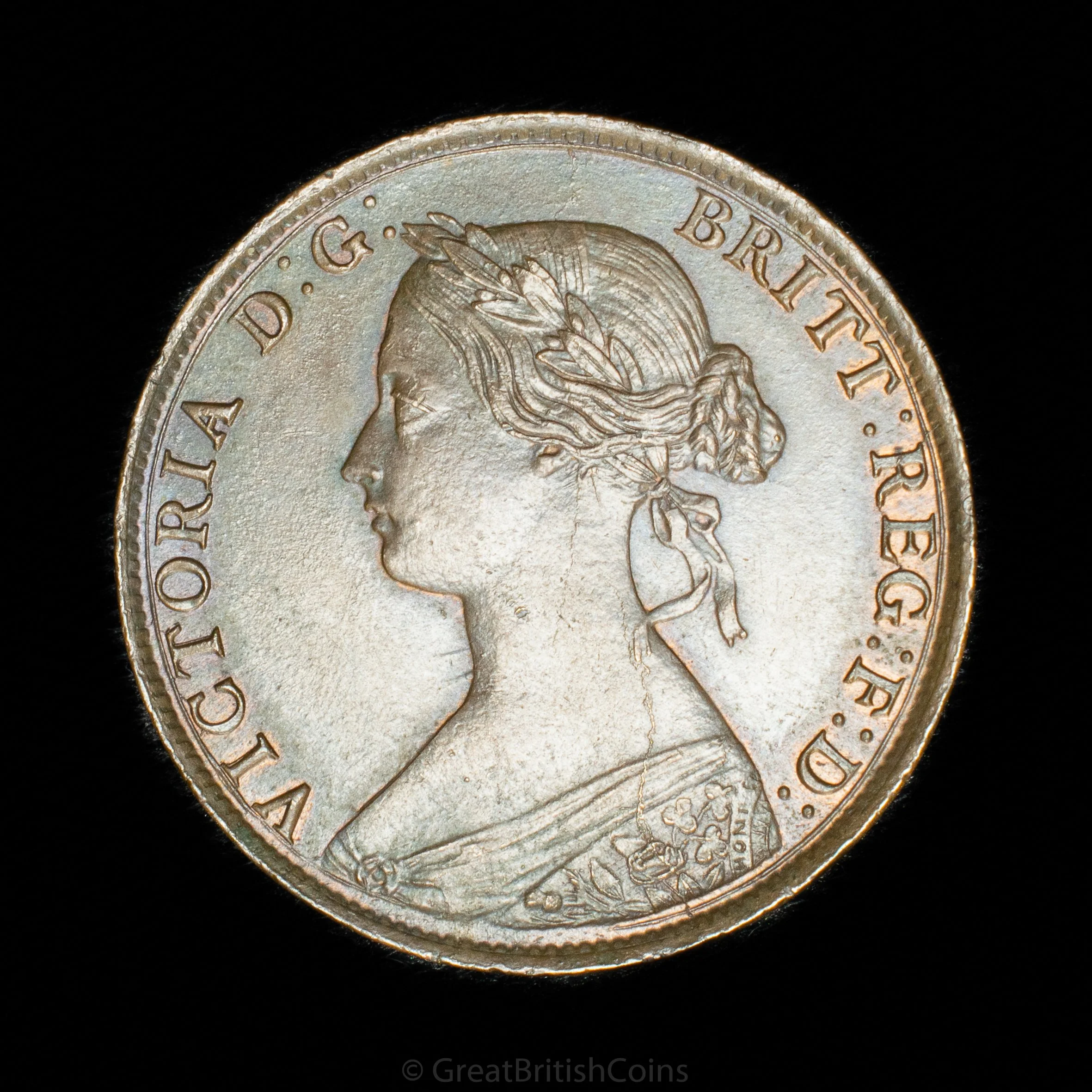 Victoria 1861 Bronze Halfpenny (LCW incuse variety)