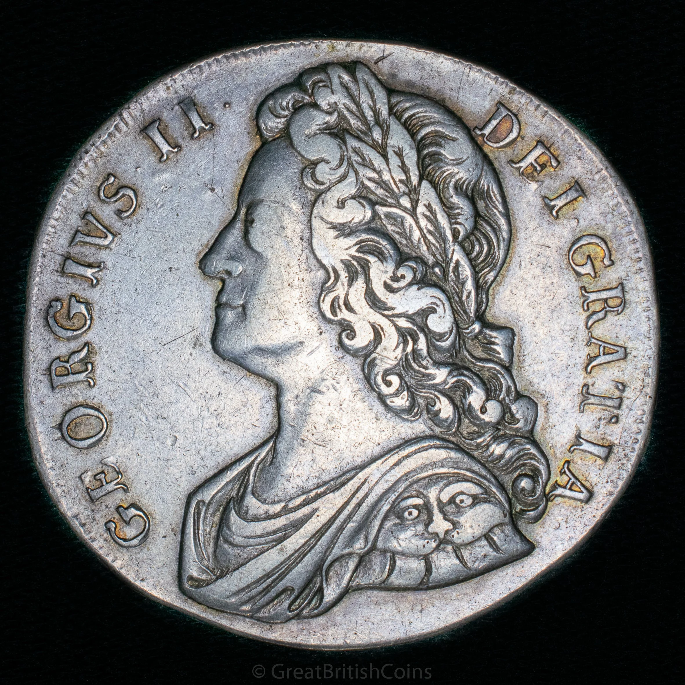 George II 1732 Silver Crown 'Roses & Plumes, SEXTO'