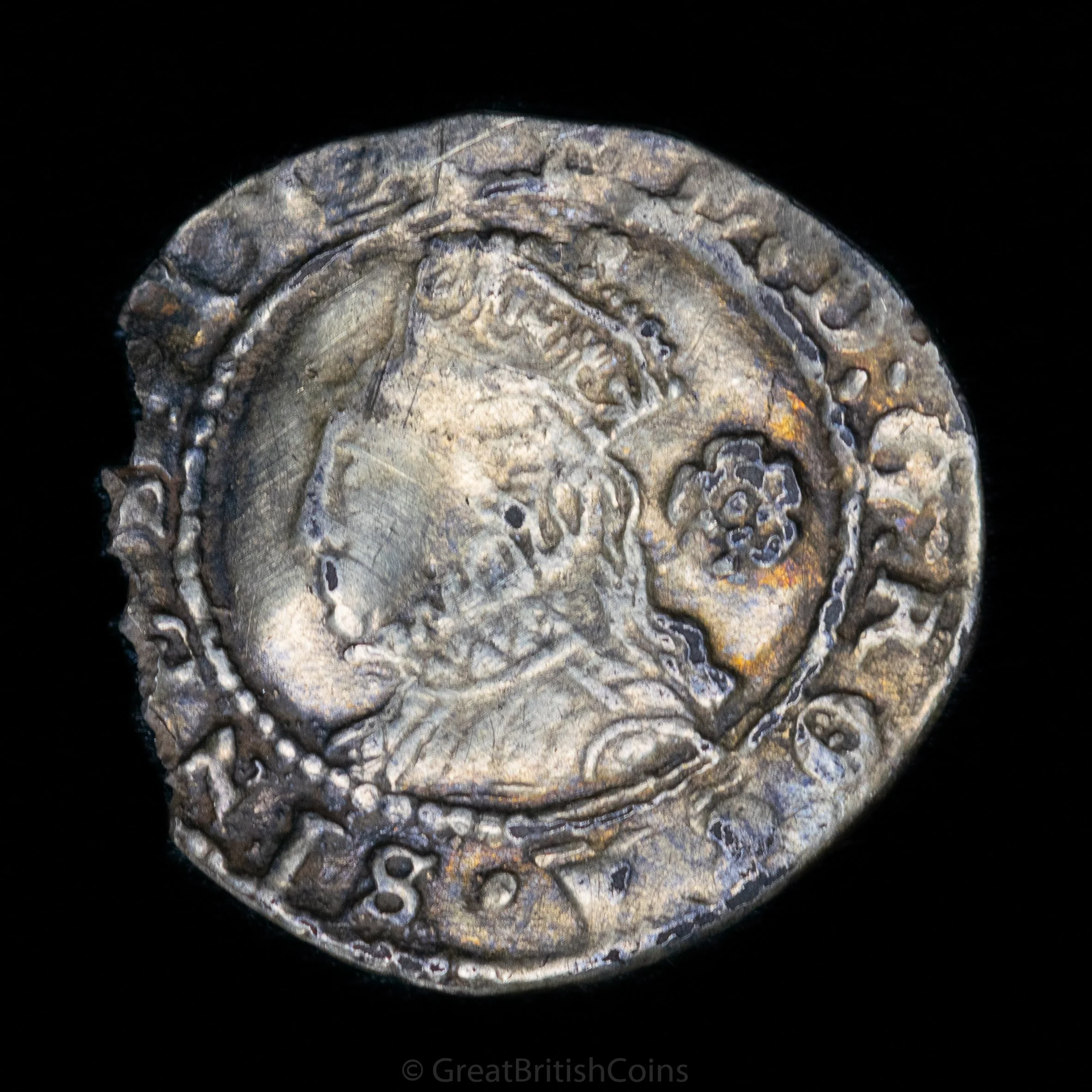 Elizabeth I 3rd/4th Issue 1575 Silver Three Halfpence
