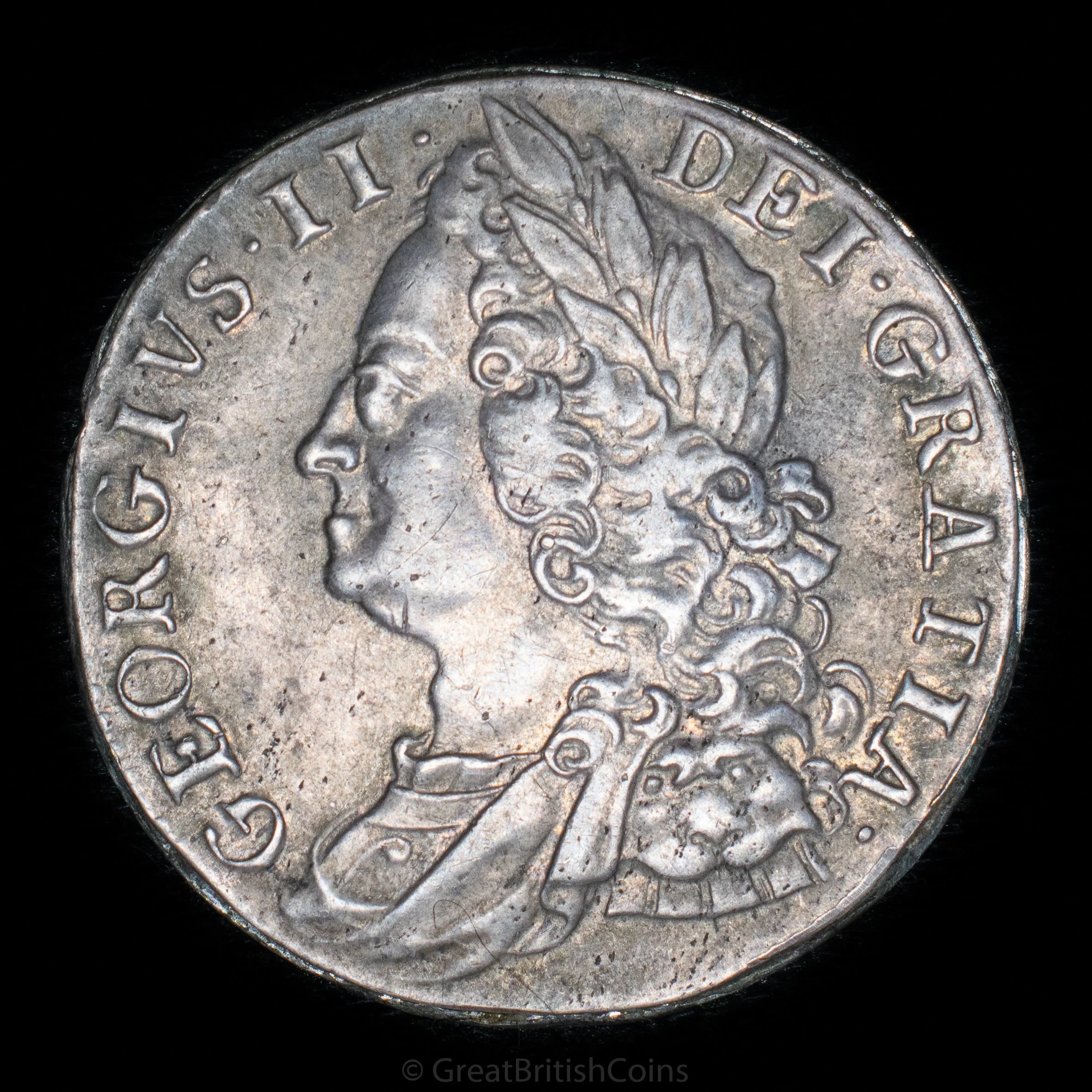 George II 1747/7 Silver Shilling 'Roses'. Ex Mount.