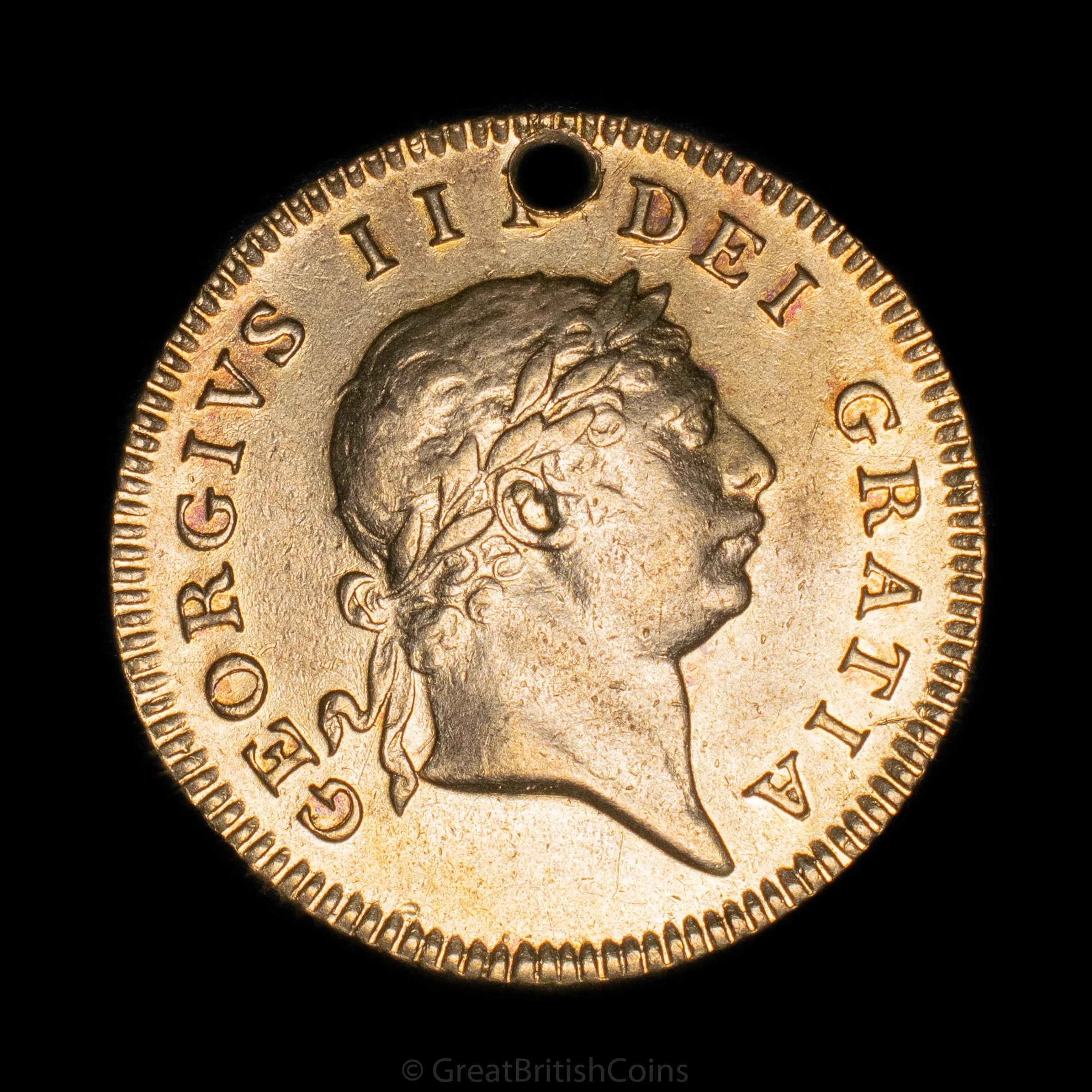 George III 1813 Gold Half Guinea (Holed)