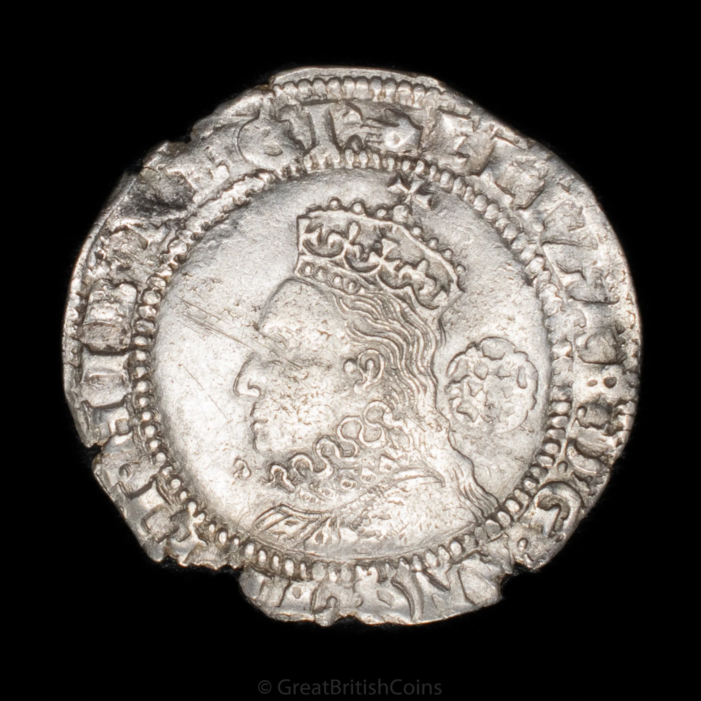 Elizabeth I 1592 Sixth Issue Silver Sixpence
