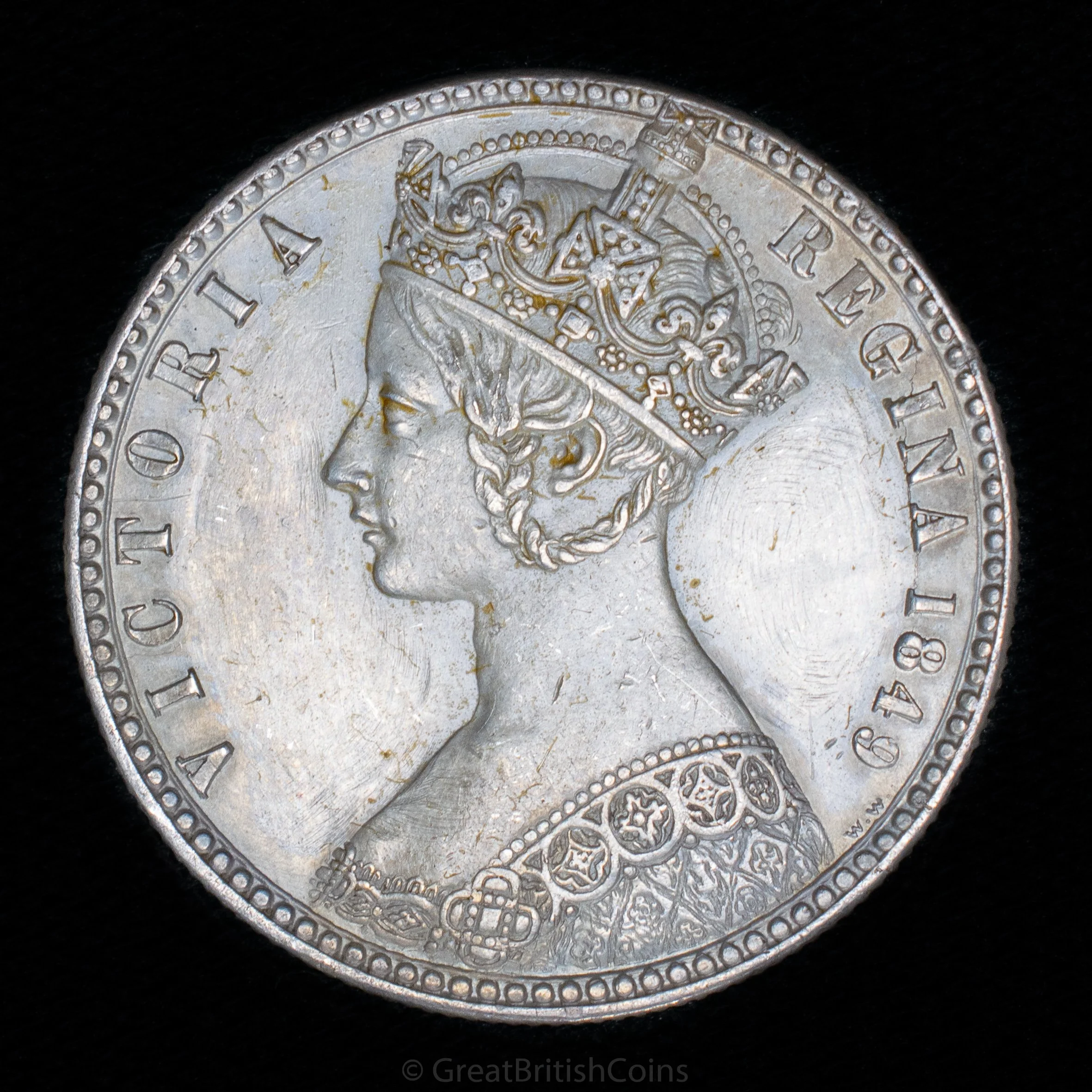 Victoria 1849 Silver 'Godless' Florin