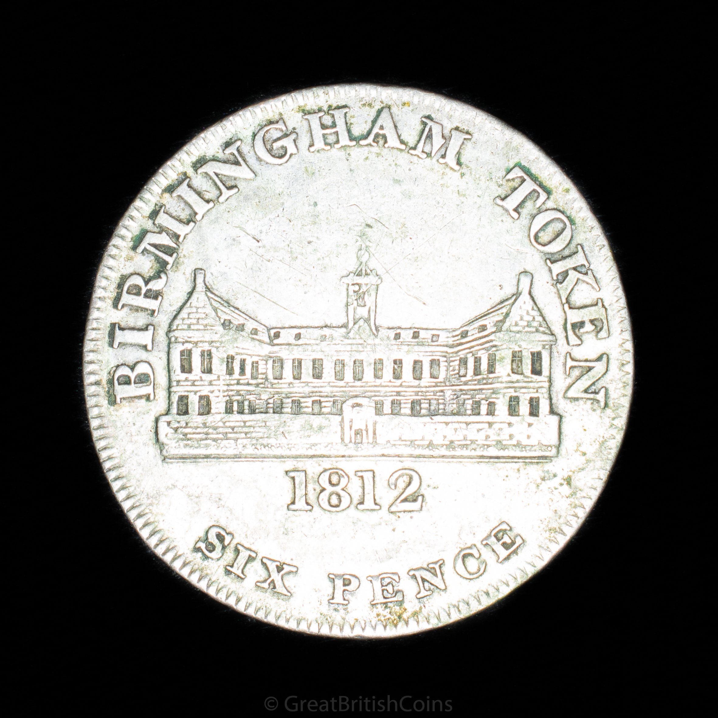 Birmingham Workhouse 1812 Silver Sixpence Token