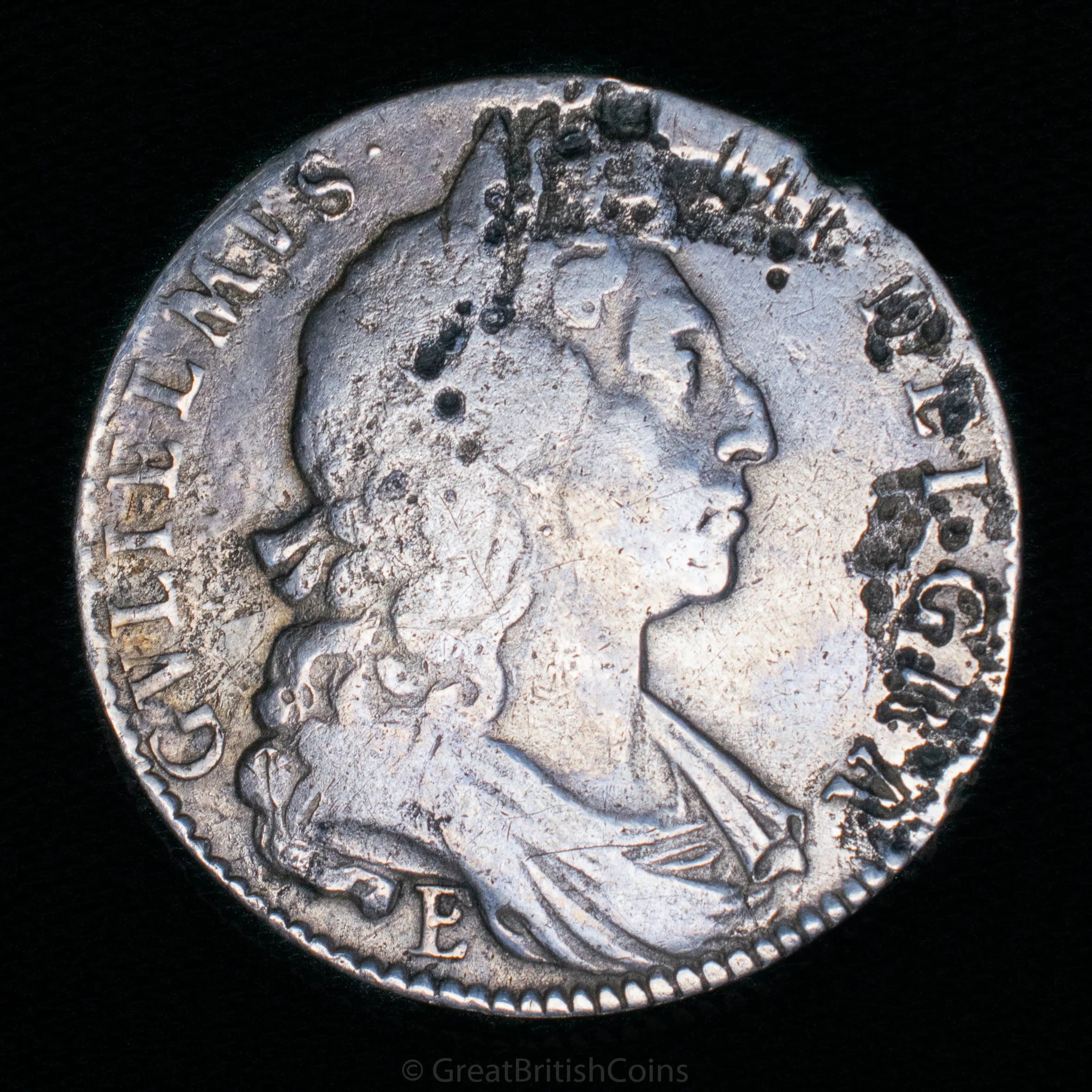 William III 1697 Silver Halfcrown (OCTAVO, Exeter Mint)