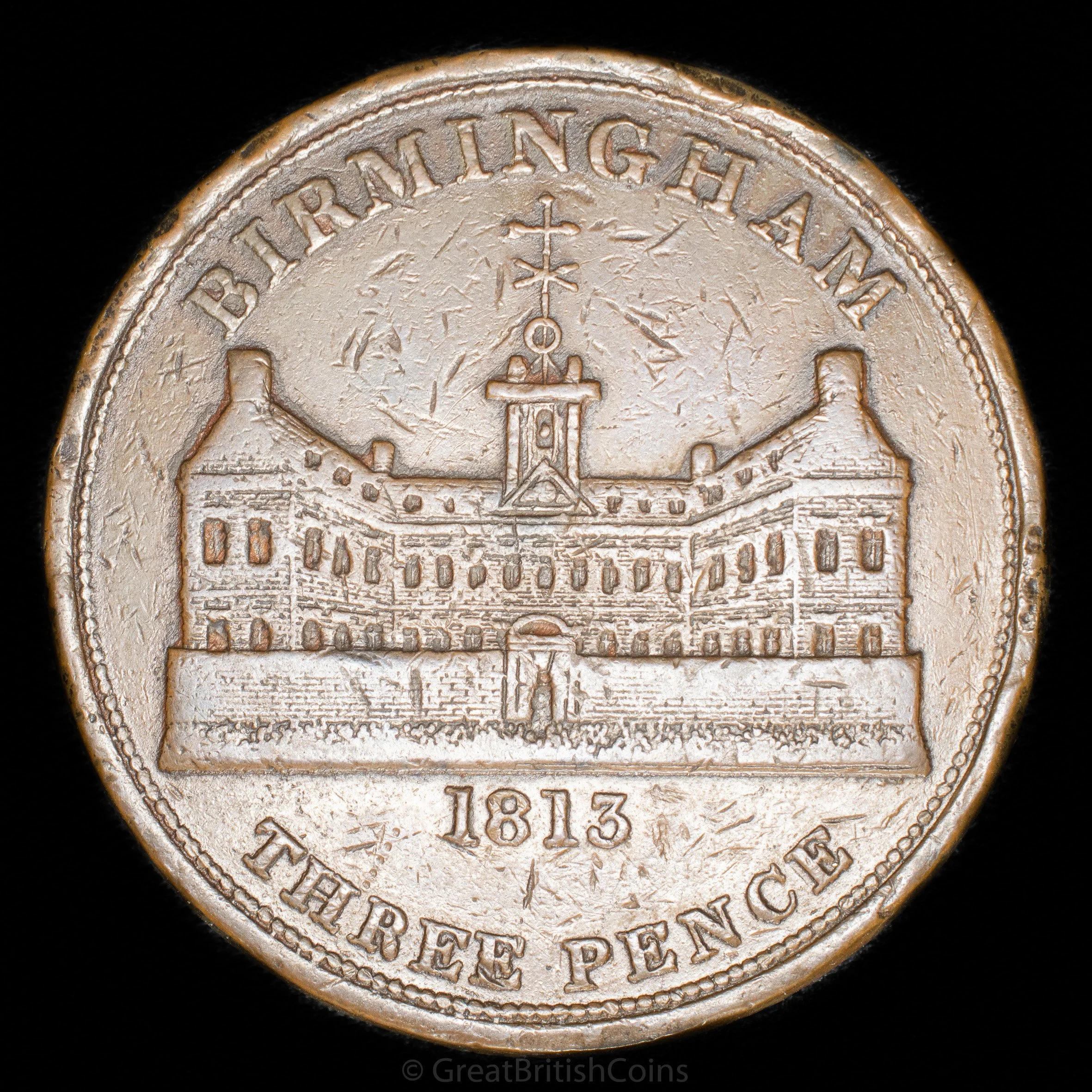Birmingham Workhouse 1813 Copper Threepence Token