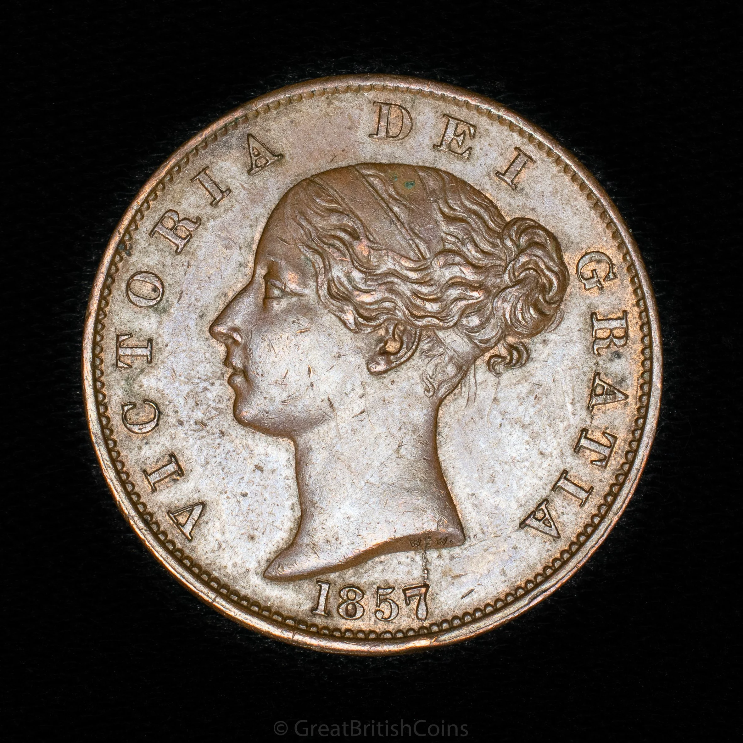 Victoria 1857 Copper Halfpenny