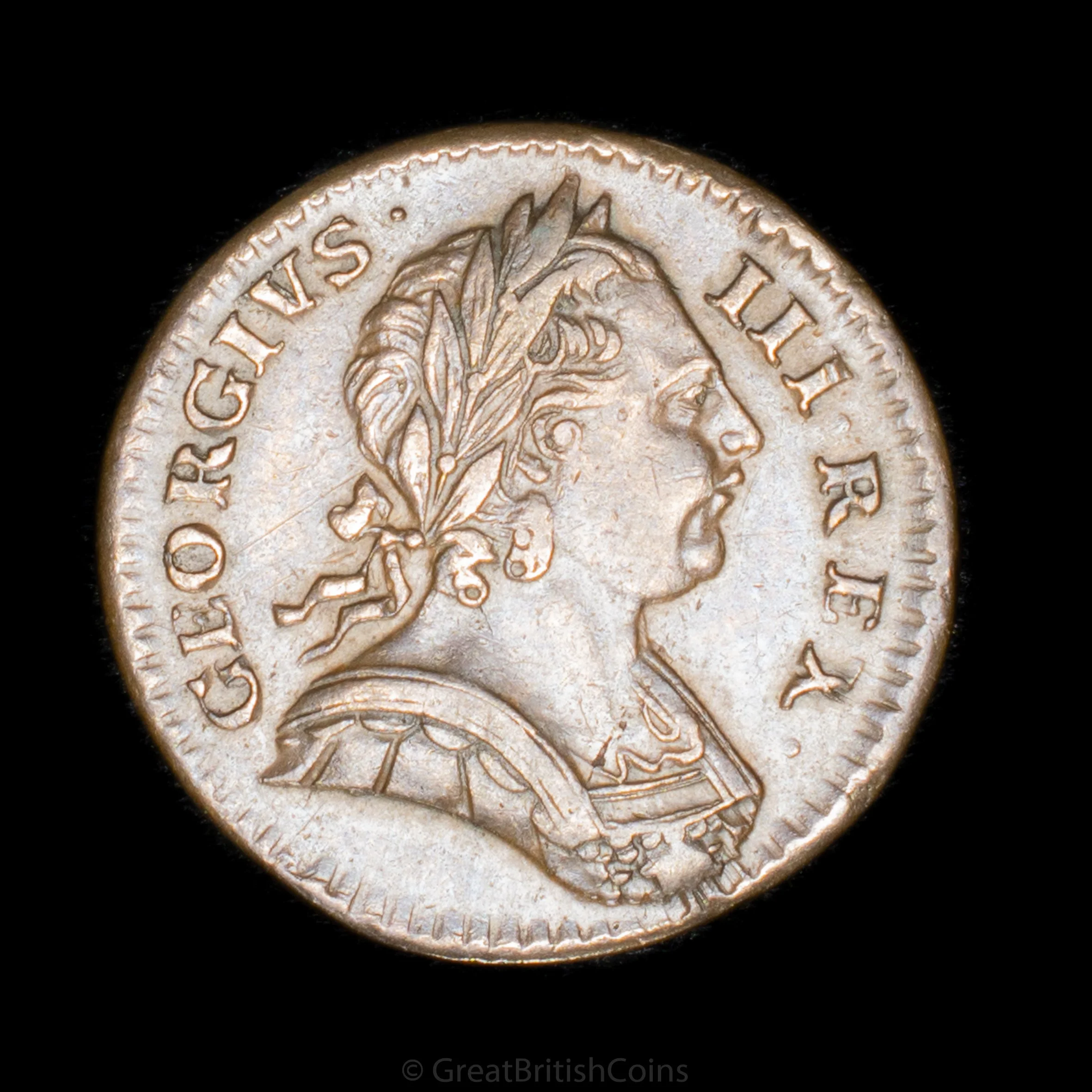 George III 1773 Copper Farthing (No stop on reverse)