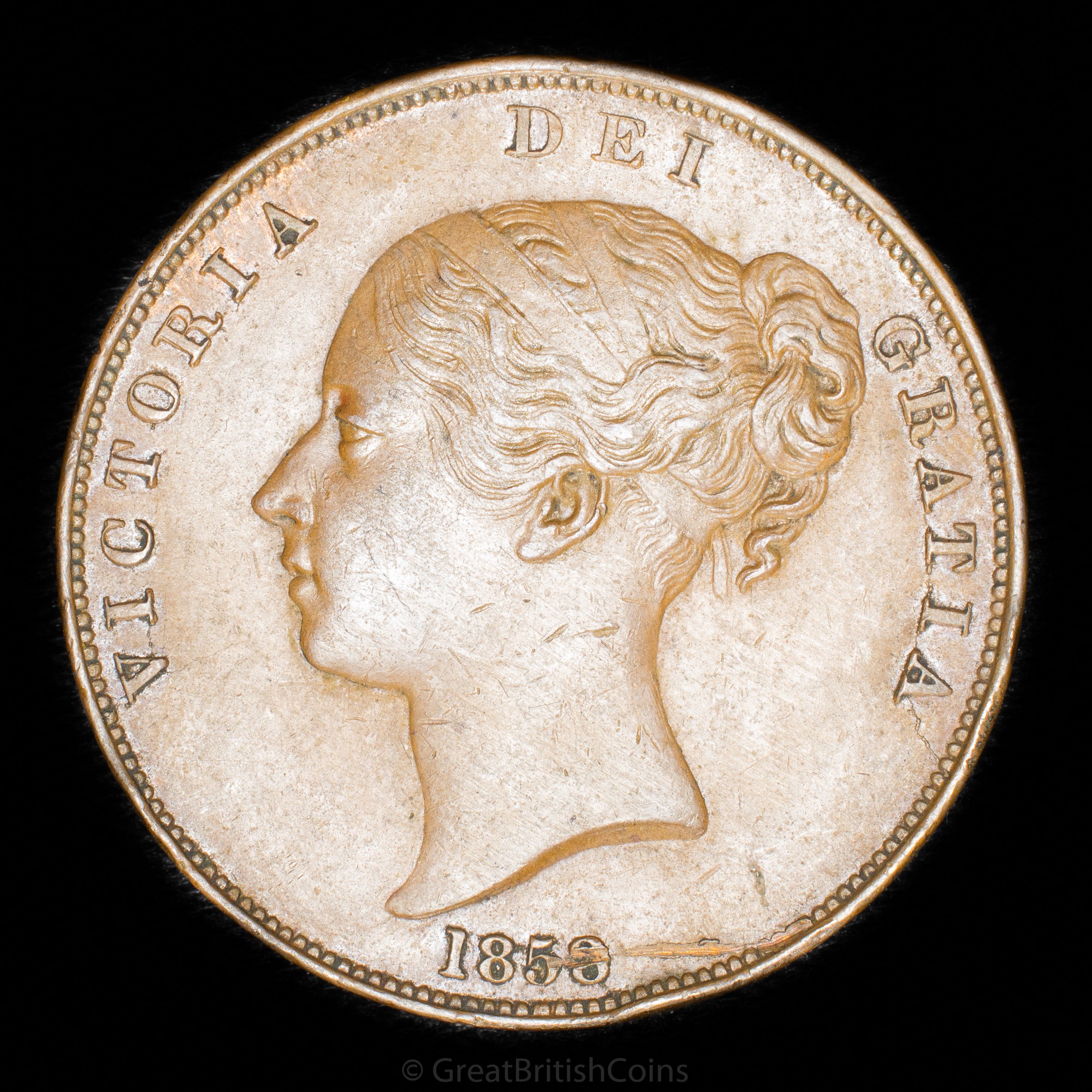 Victoria 1858 Copper Penny 'no w.w. on trun'