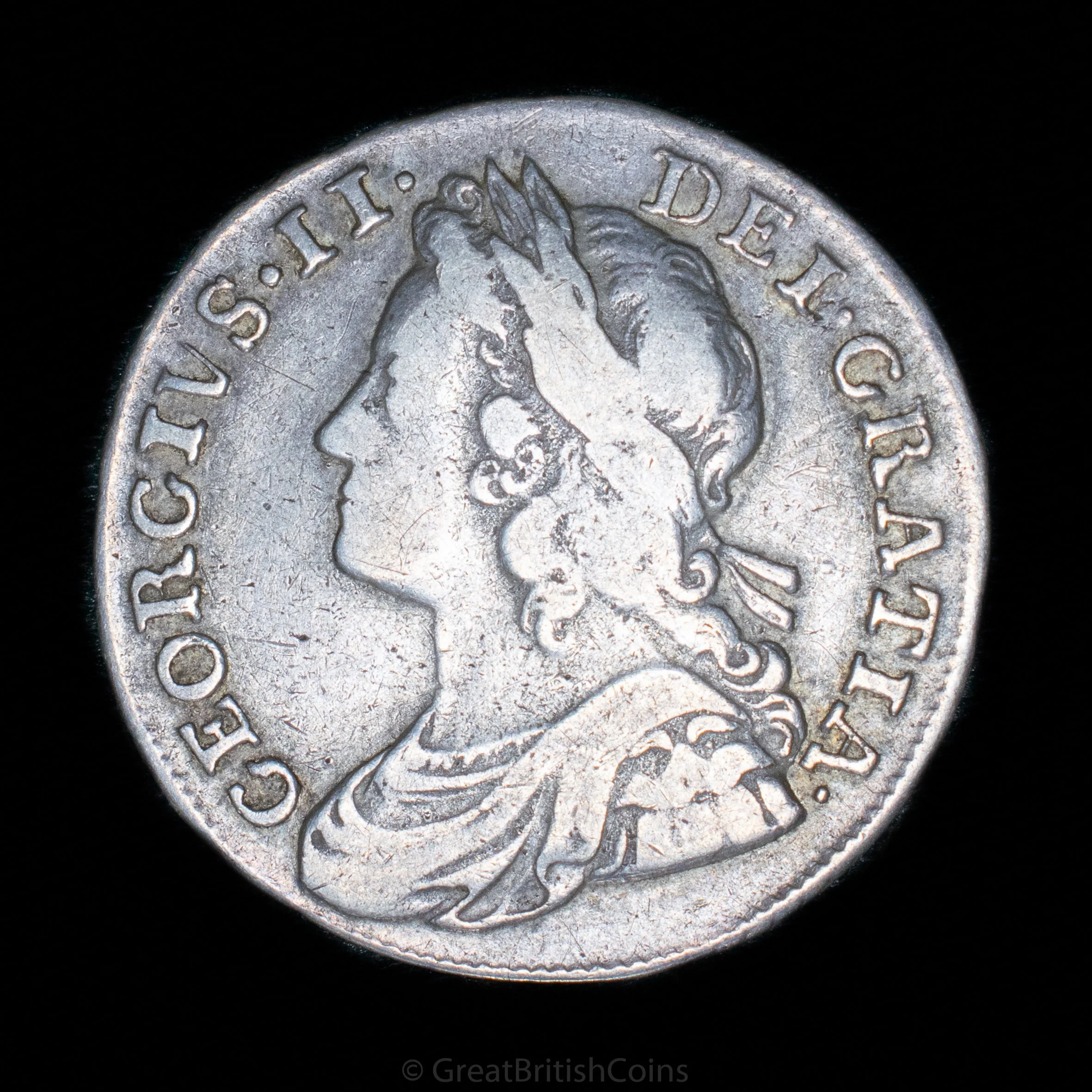 George II 1736 Silver Shilling 'Roses & Plumes'