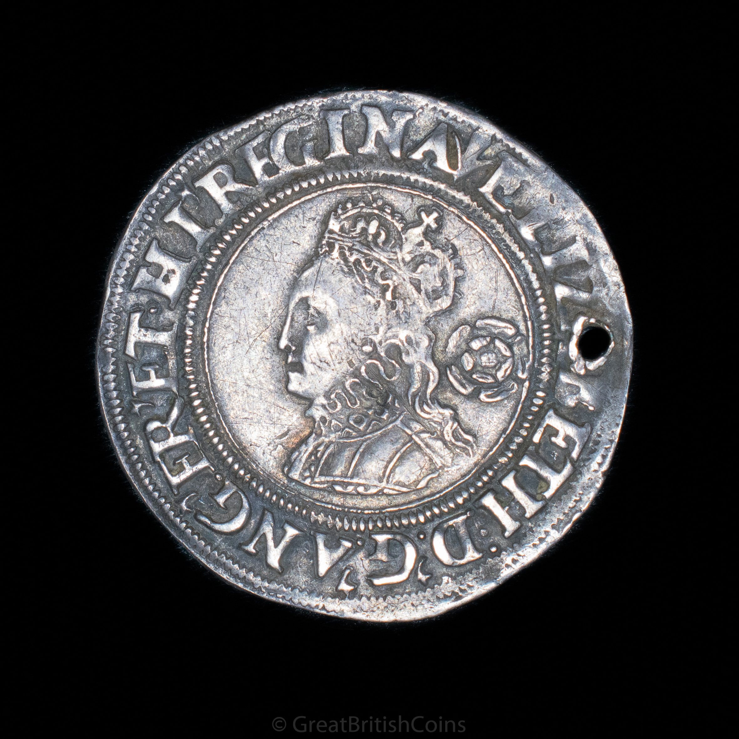 Elizabeth I 3rd/4th Issue 1561 Silver Sixpence (Holed)