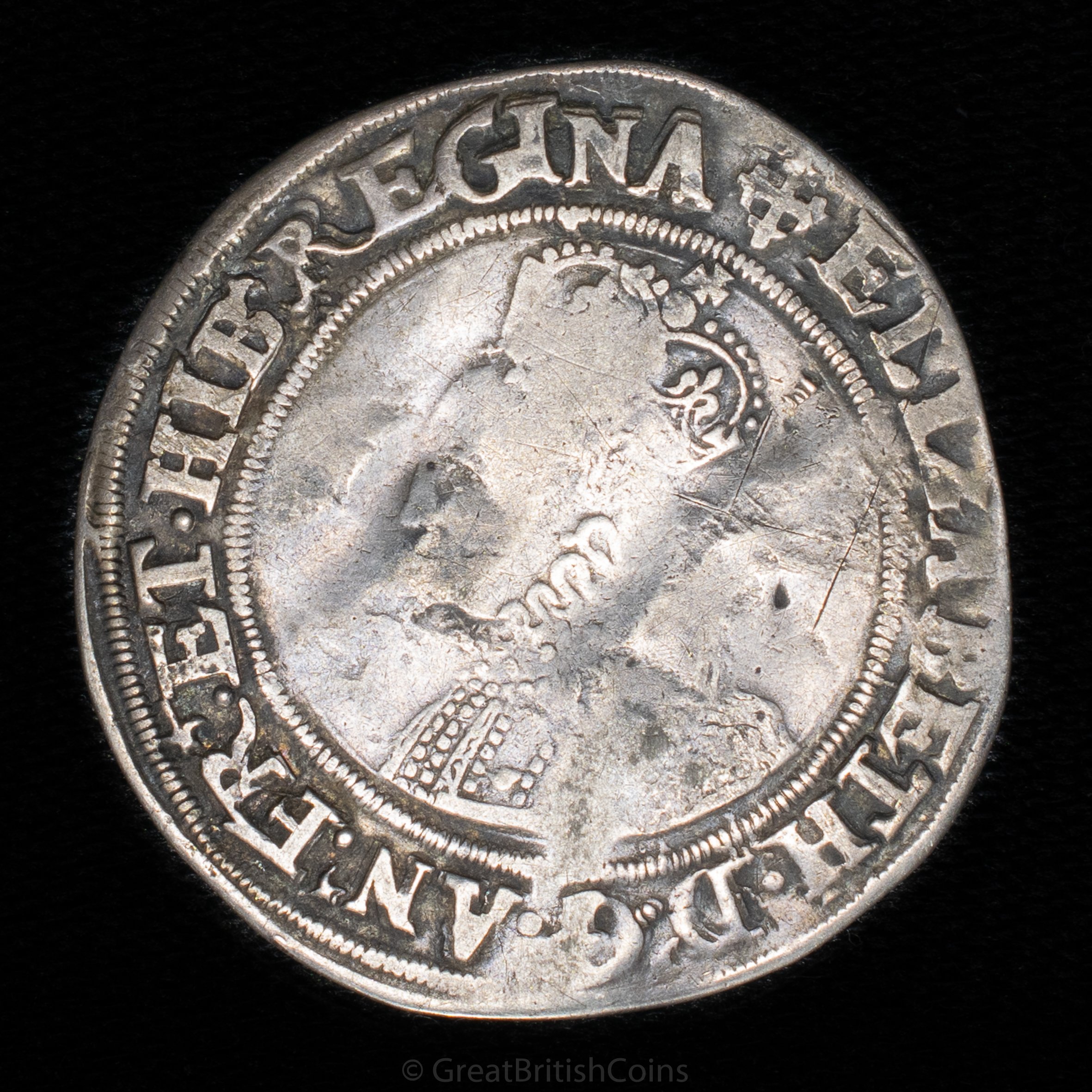 Elizabeth I Second Issue Silver Shilling (Pearls on Bodice)