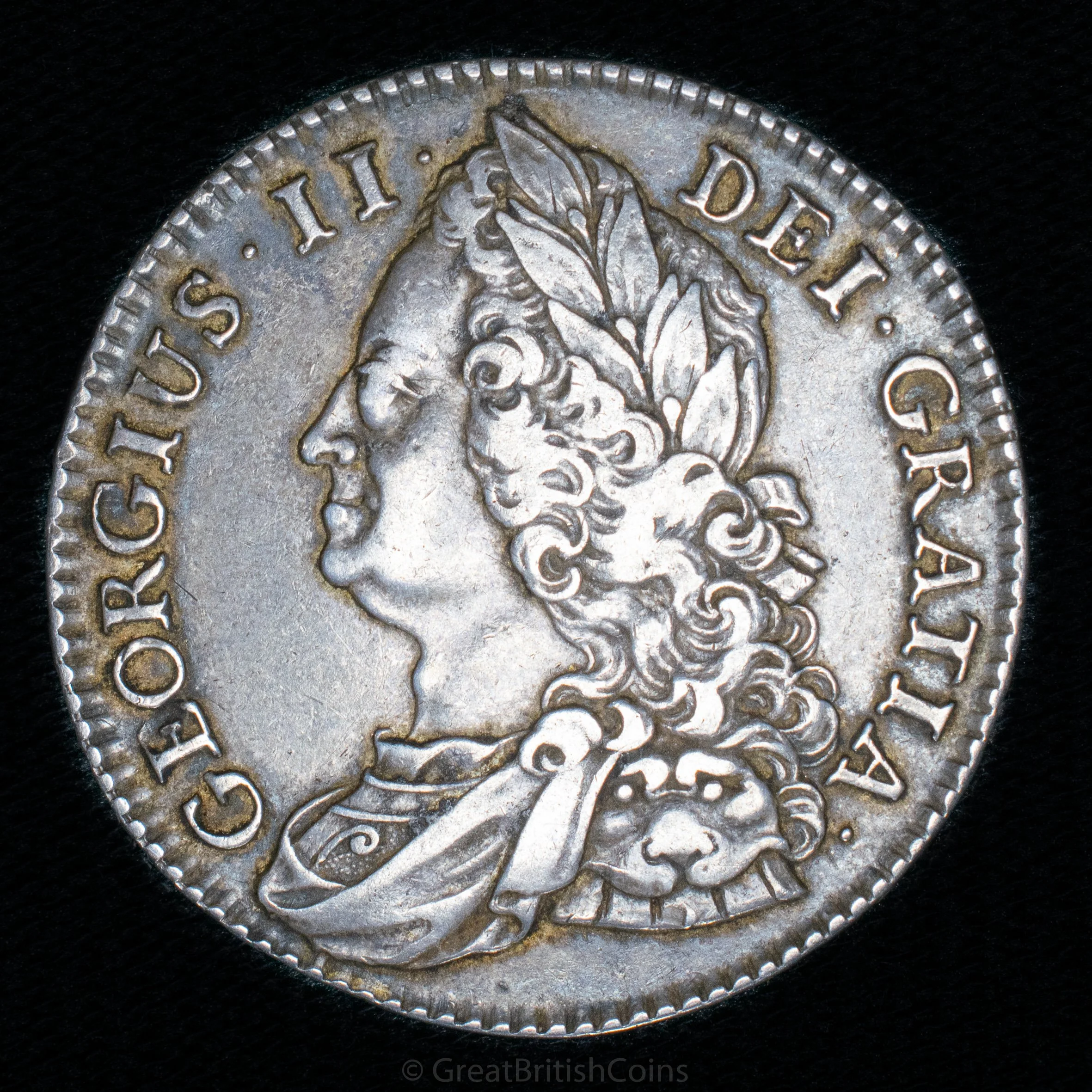 George II 1745 Silver Halfcrown 'Roses, 5/3 in Date'