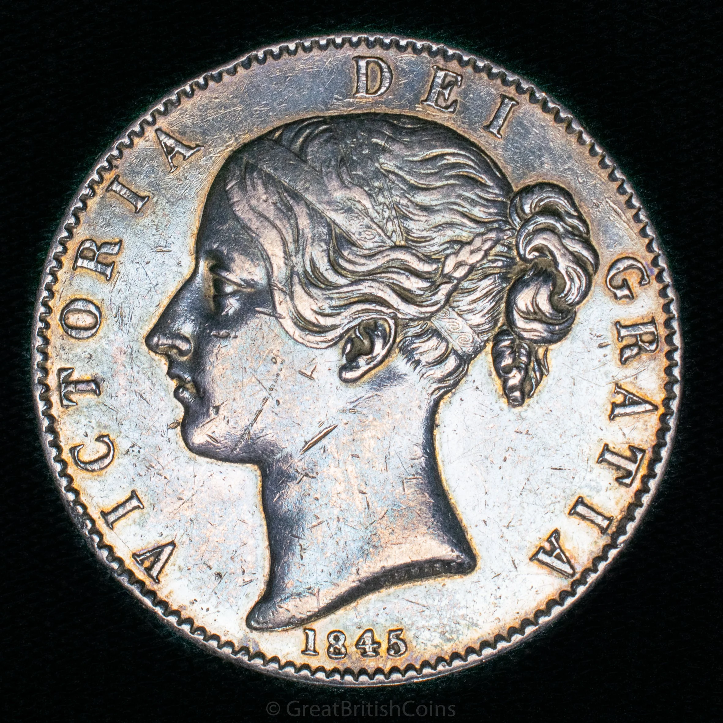 Victoria 1845 Silver Crown 'Cinquefoil Edge Stops'