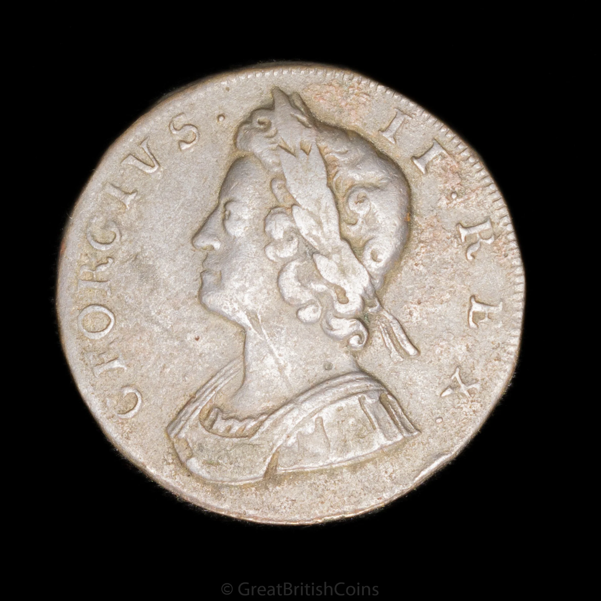 George II 1731 Copper Halfpenny (no stop on reverse)