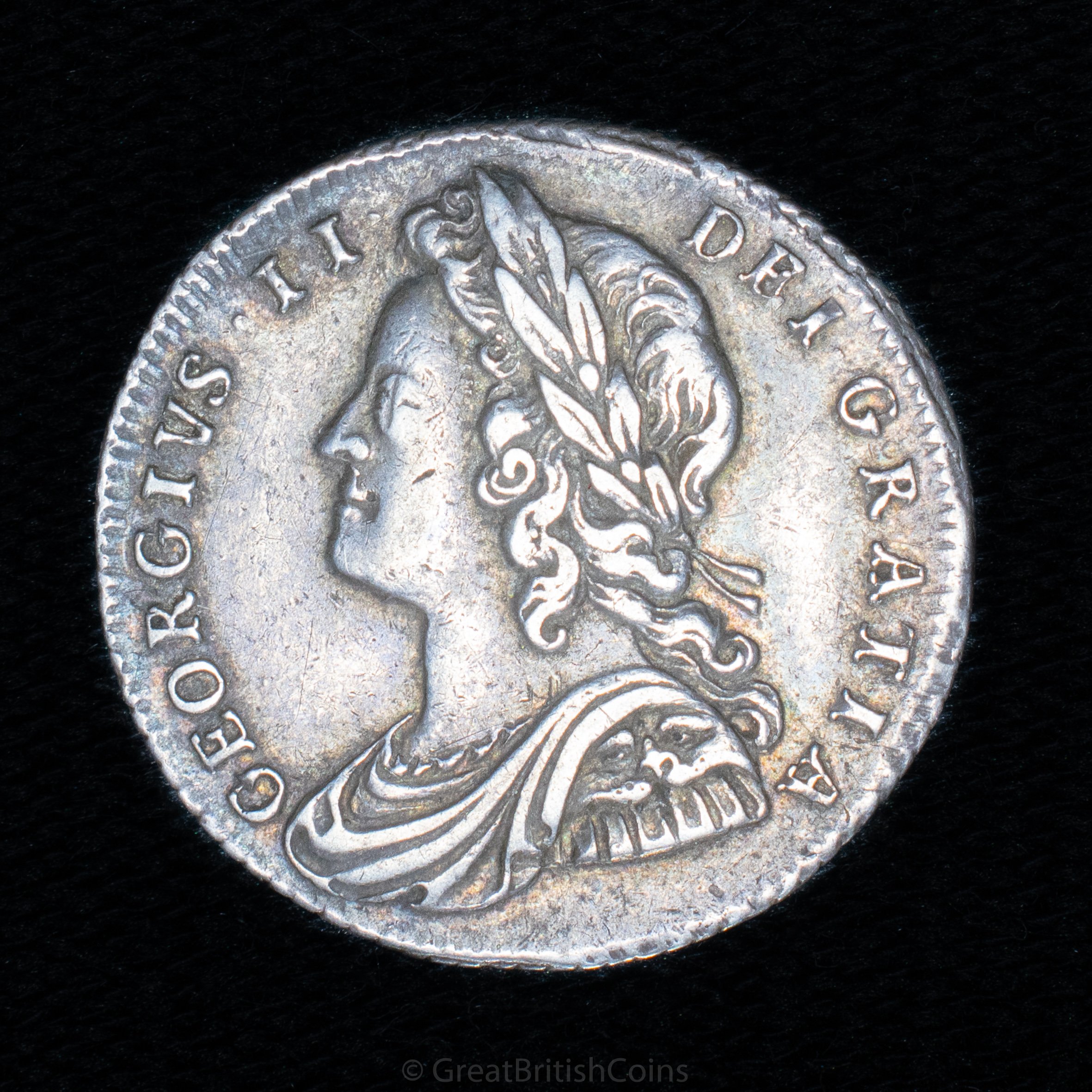 George II 1728 Silver Sixpence 'Roses & Plumes'