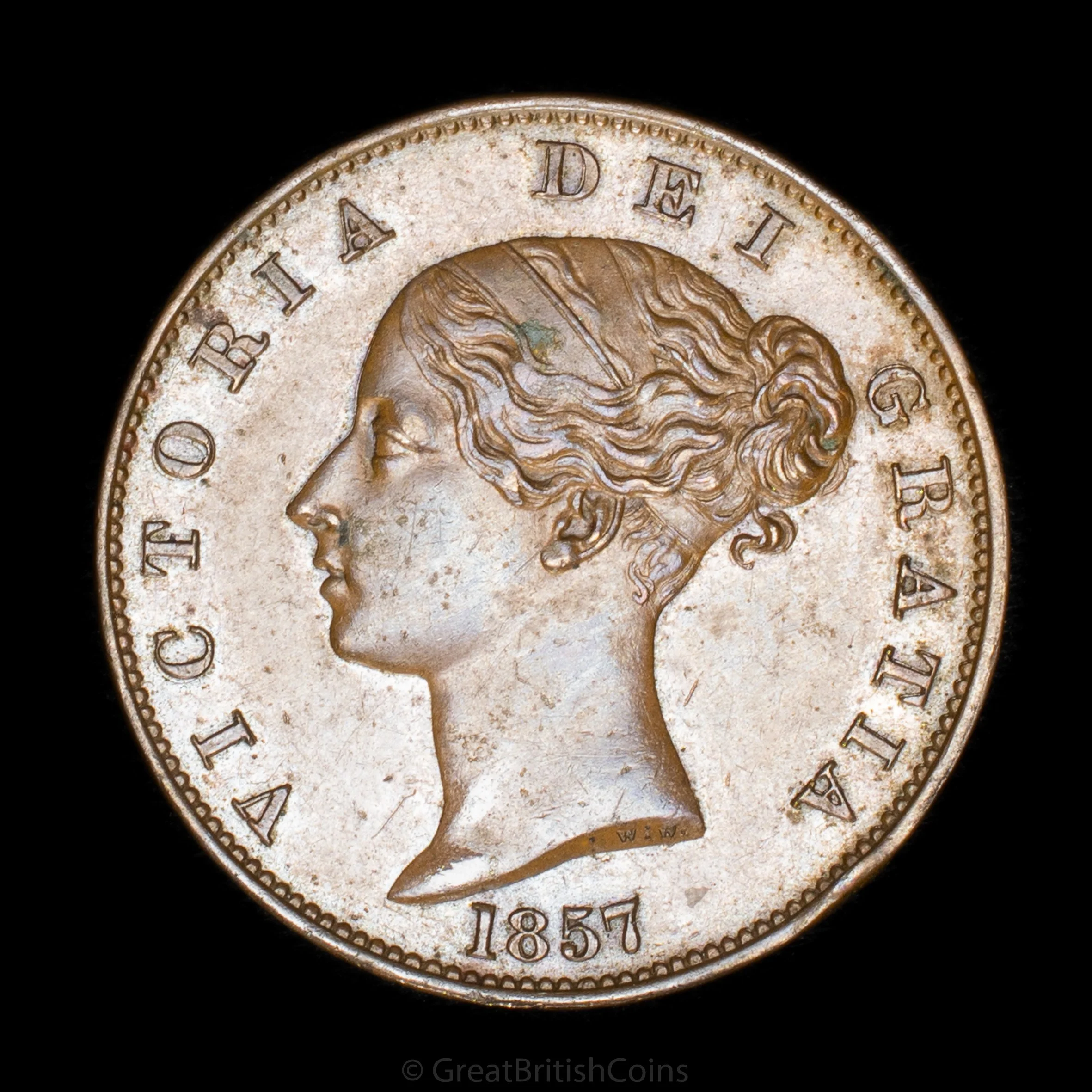 Victoria 1857 Copper Halfpenny