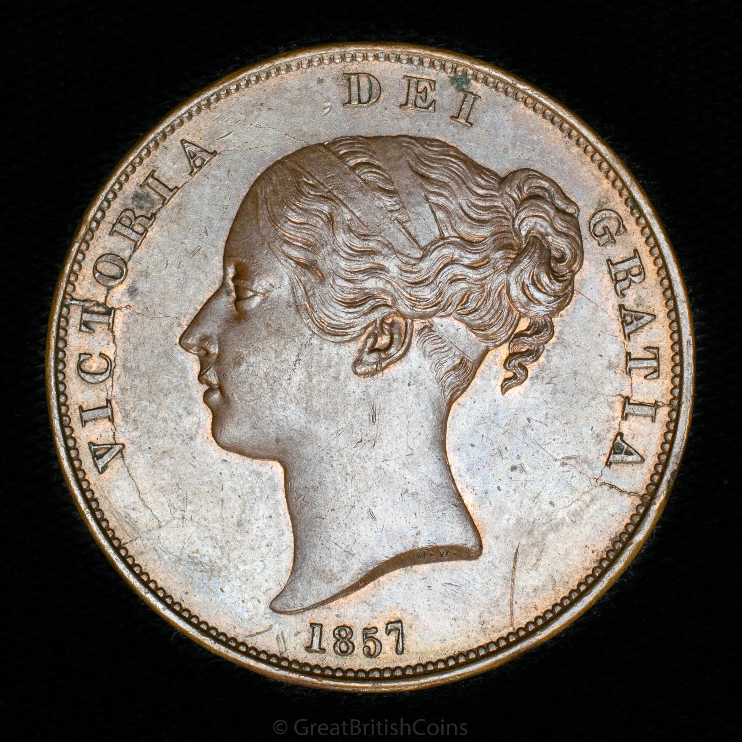 Victoria 1857 Copper Penny