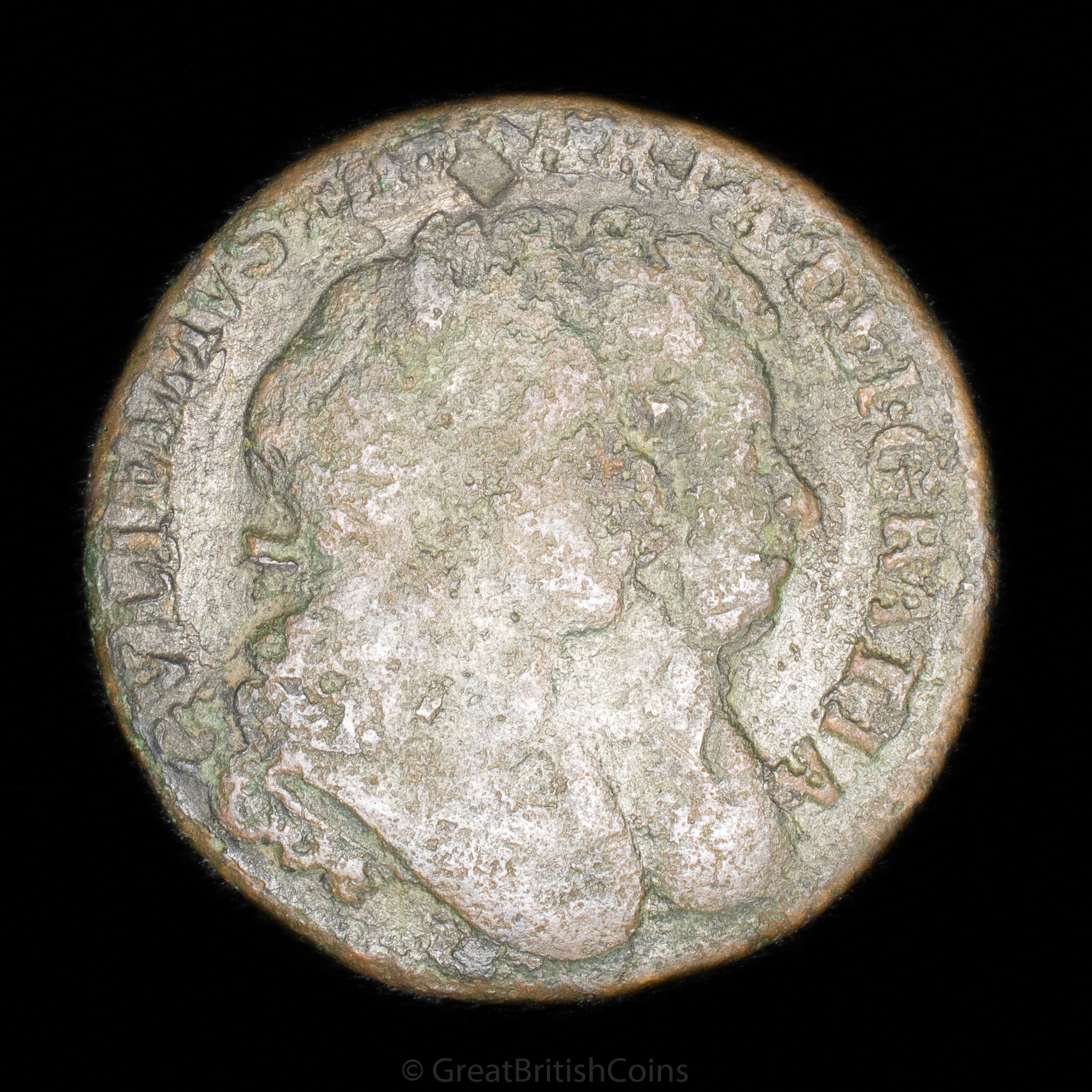 William & Mary Ireland 1692 Copper Halfpenny