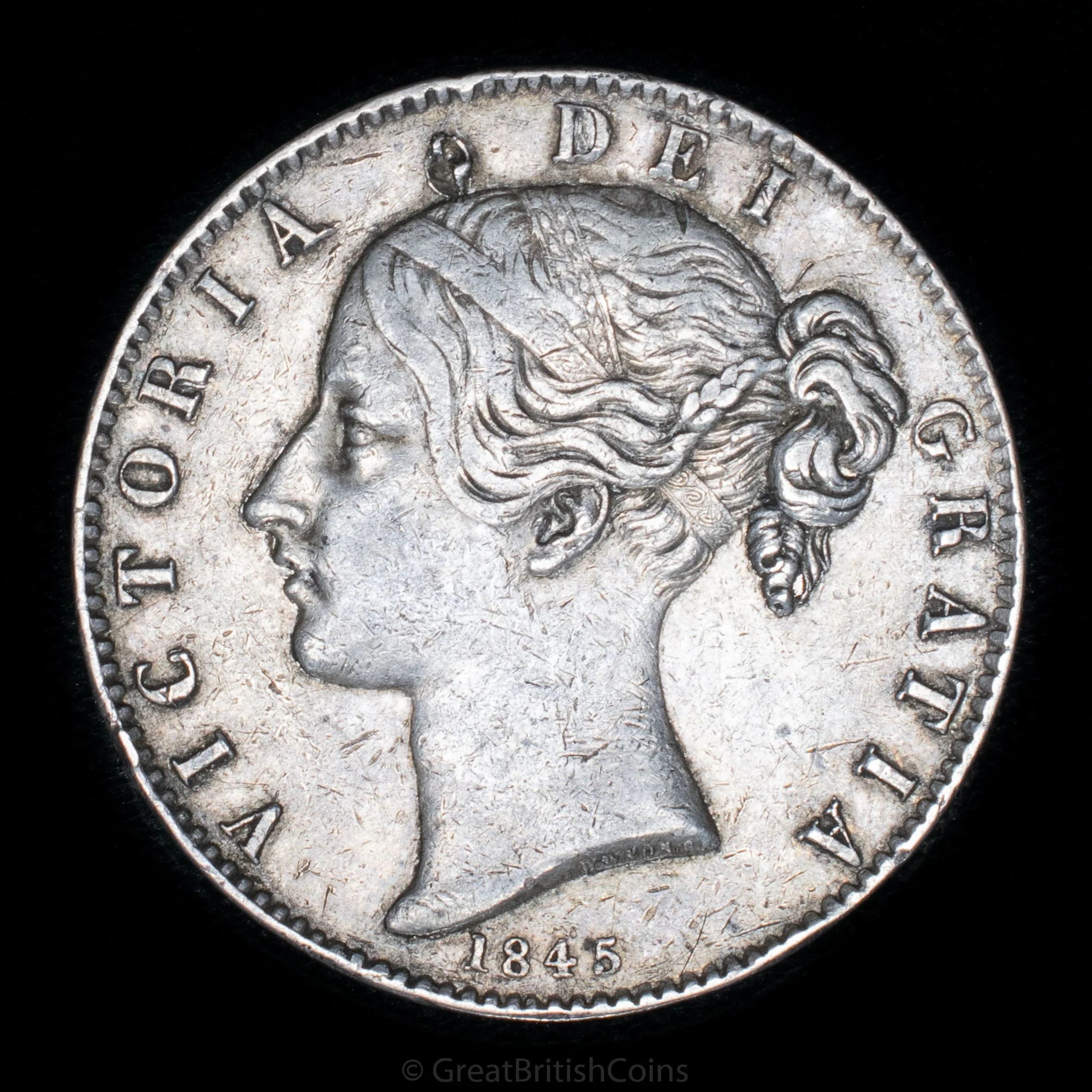 Victoria 1845 Silver Crown 'Cinquefoil Edge Stops'