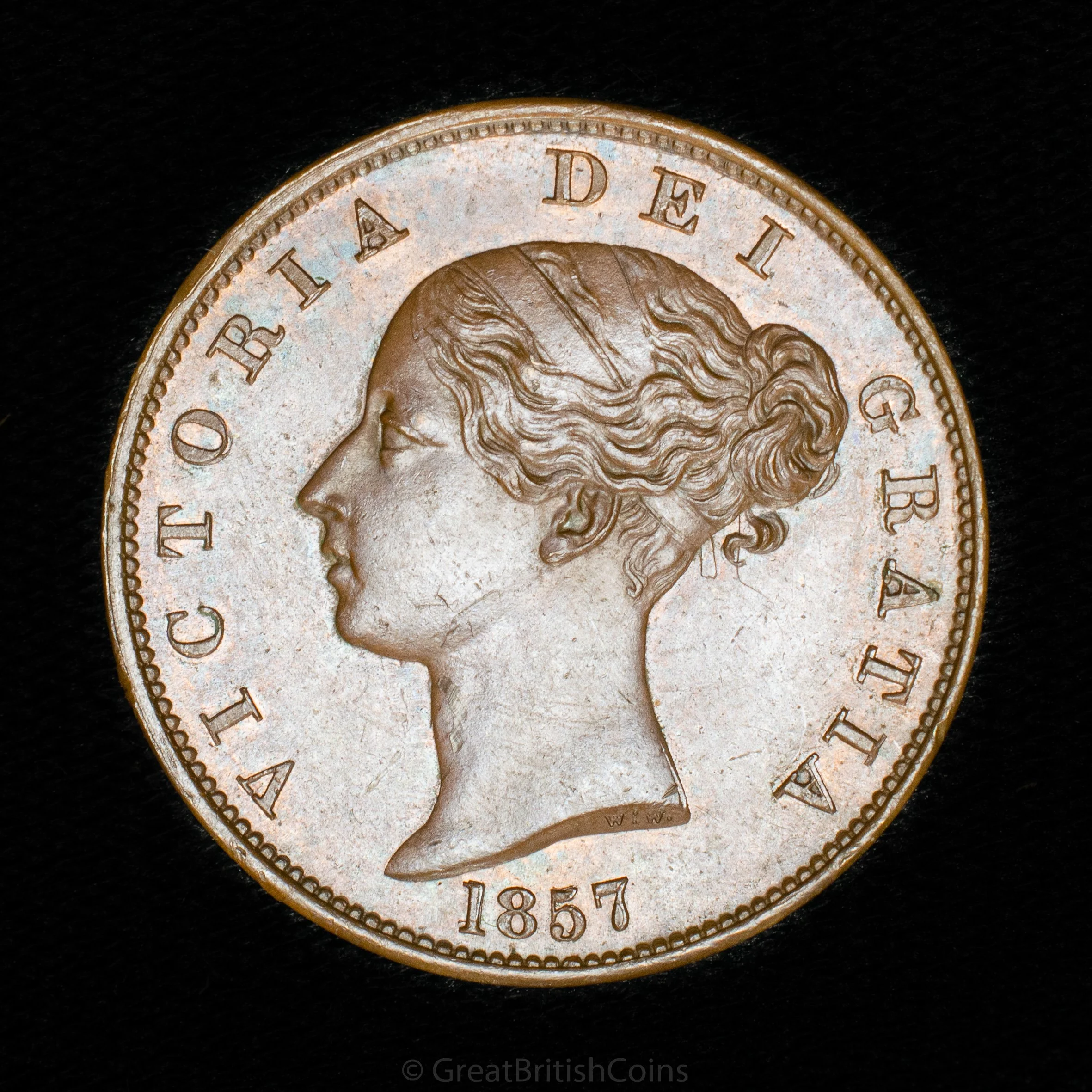 Victoria 1857 Copper Halfpenny
