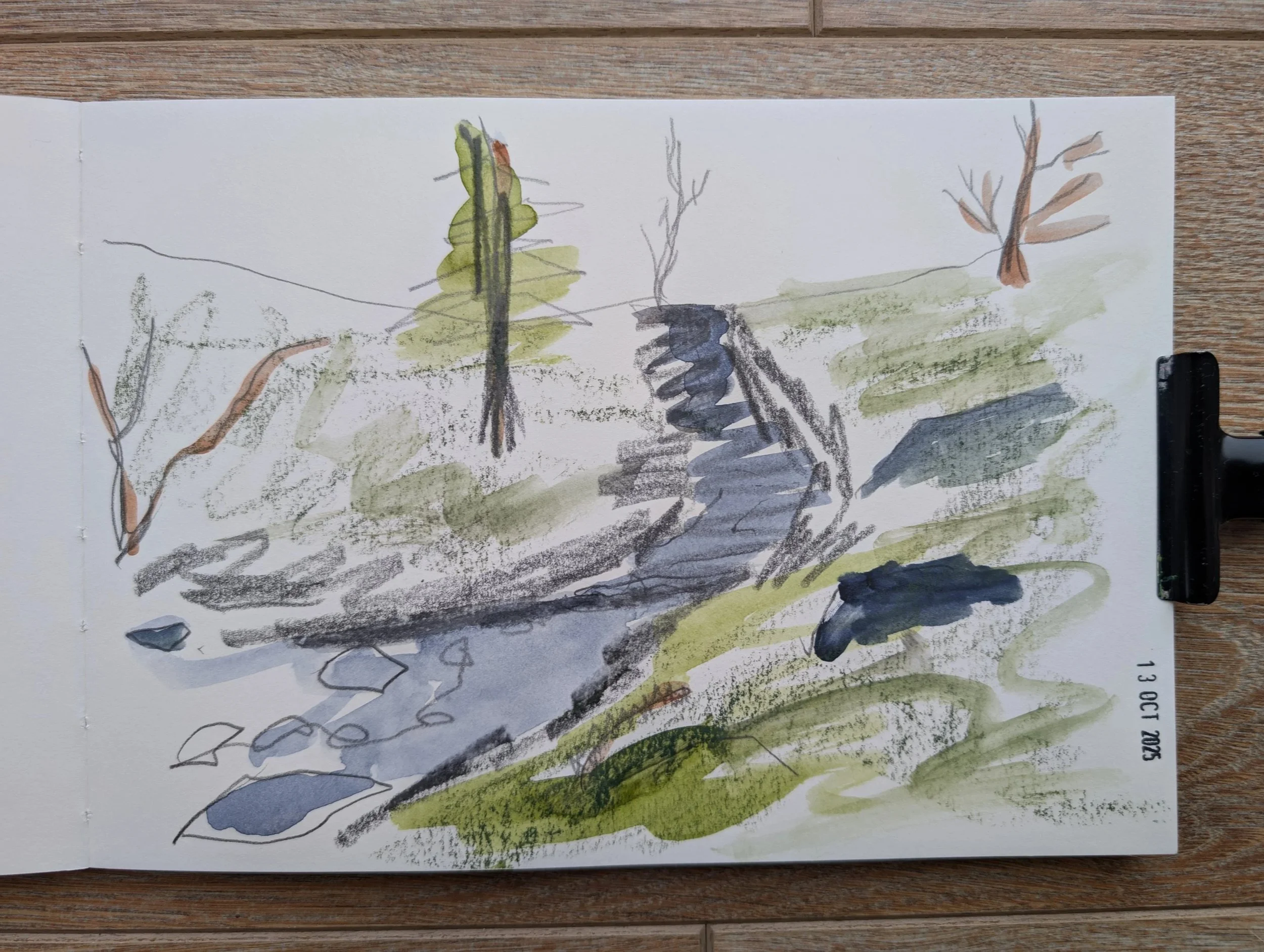 watercolour and graphite in sketchbook