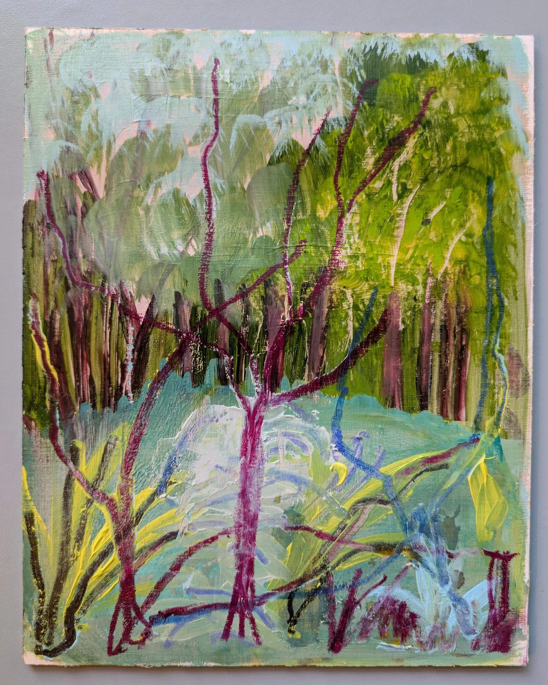 acrylic and pencils on board