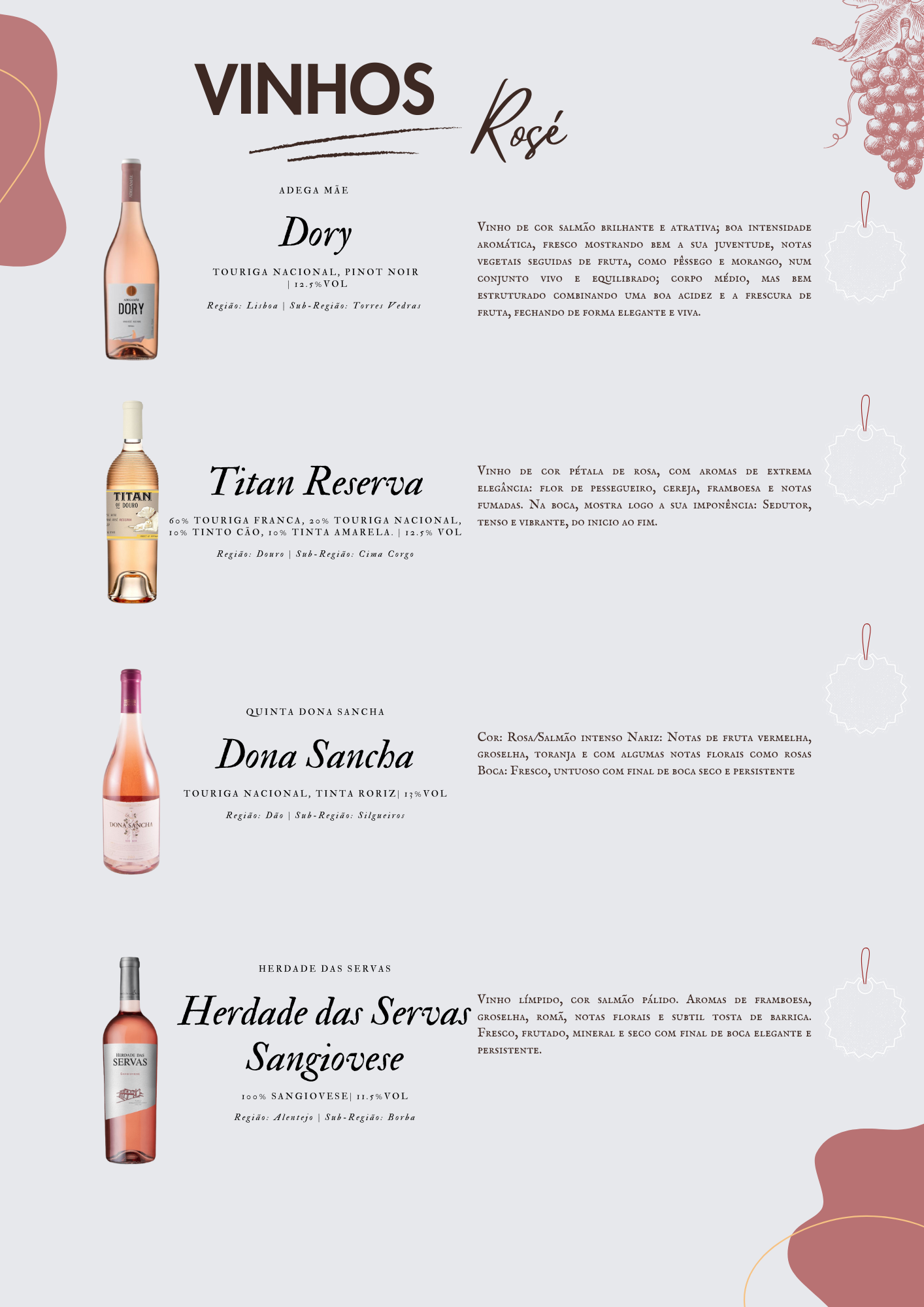 Menu de Vinhos do Restaurante Adega do Careca