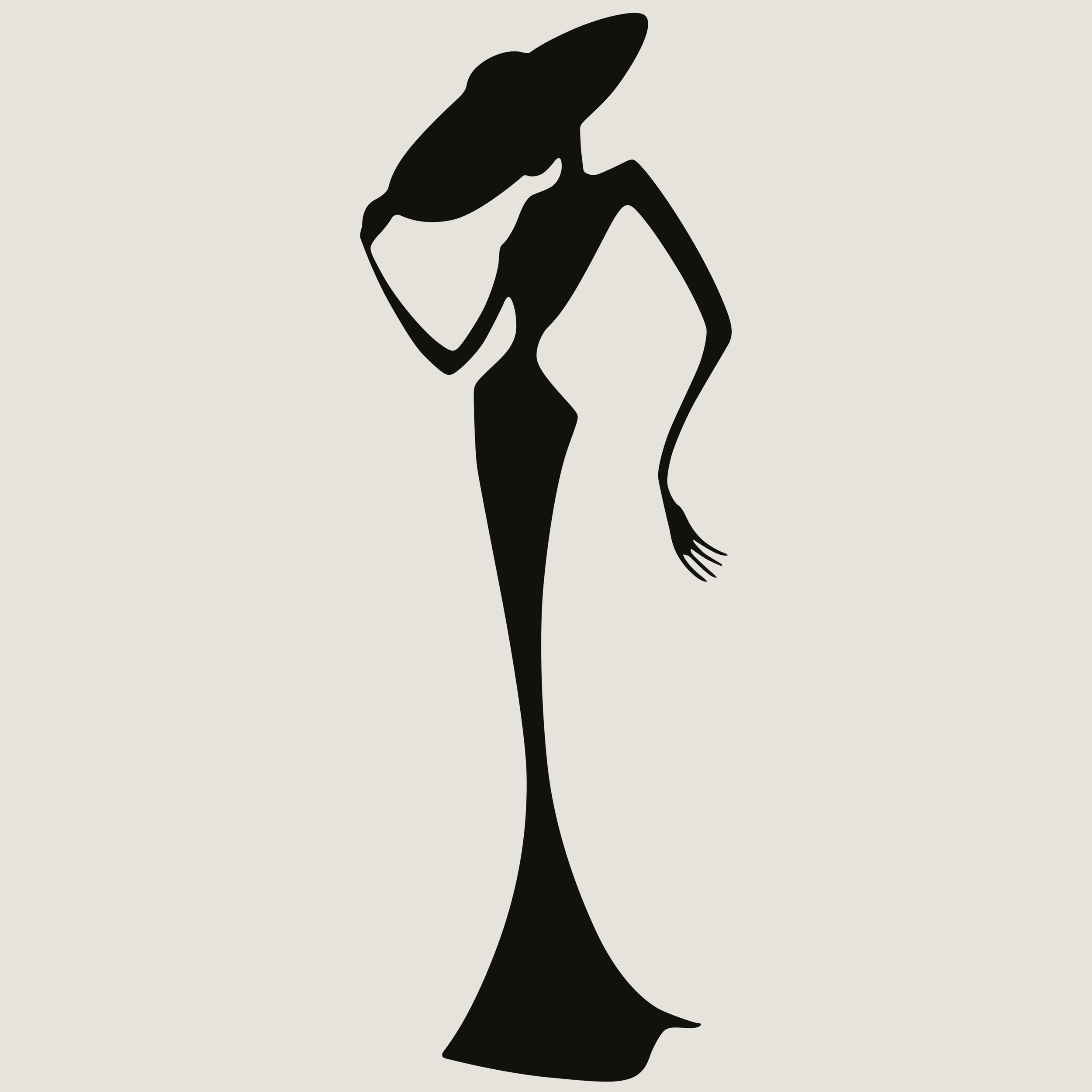 Bildmarke von Der Besondere Laden in Form einer schwarz-weißen Silhouette einer Frau im langen Kleid mit Sonnenbrille.