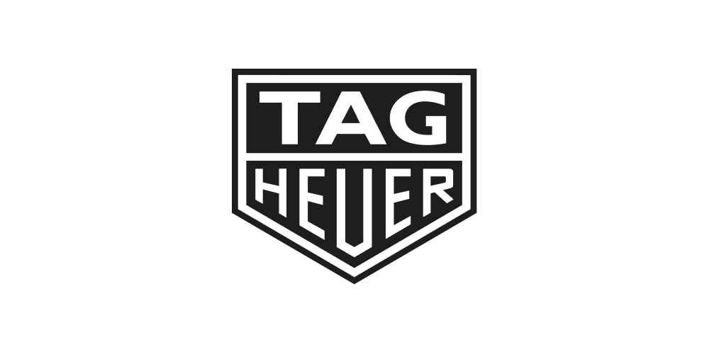 The TAG Heuer logo in black and white on a black background.
