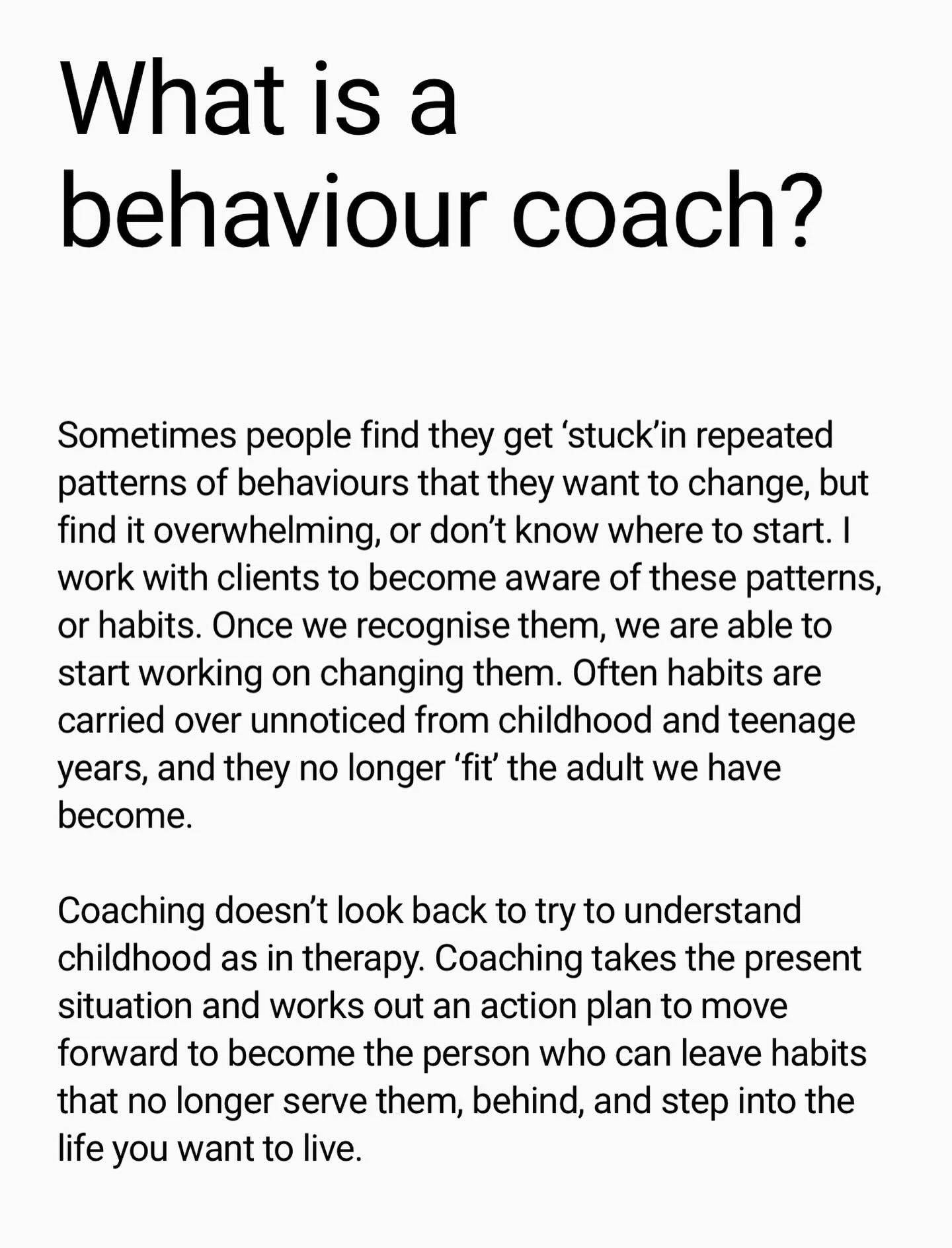 ⭐️Sometimes people find they get &lsquo;stuck&rsquo;in repeated patterns of behaviours that they want to change, but find it overwhelming, or don&rsquo;t know where to start. I work with clients to become aware of these patterns, or habits. ☘️ Once w